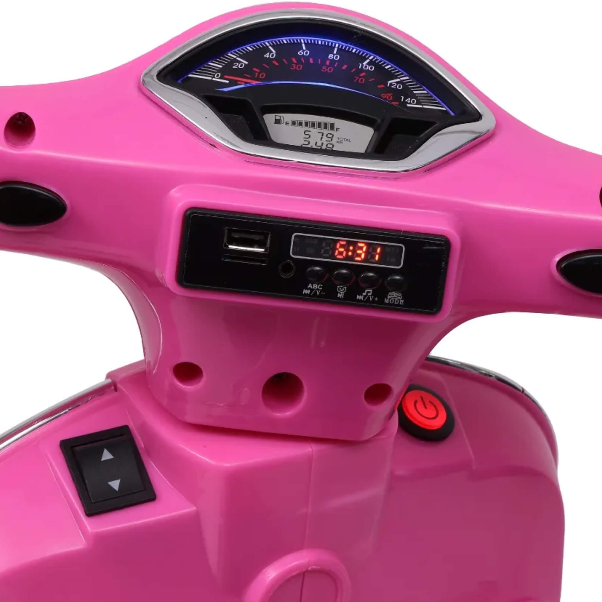 Moto Elétrica Infantil Vespa 6V Rosa +3 Anos Zippy Toys - 10271