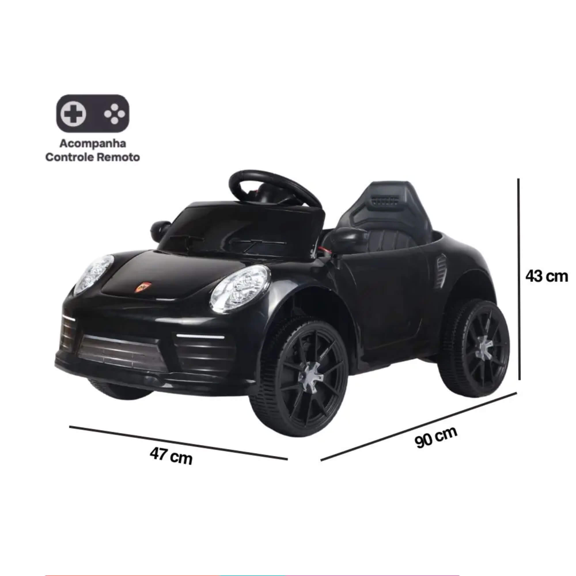 Carro Elétrico Infantil Compact Preto 6V com Controle Remoto Zippy Toys - 11511