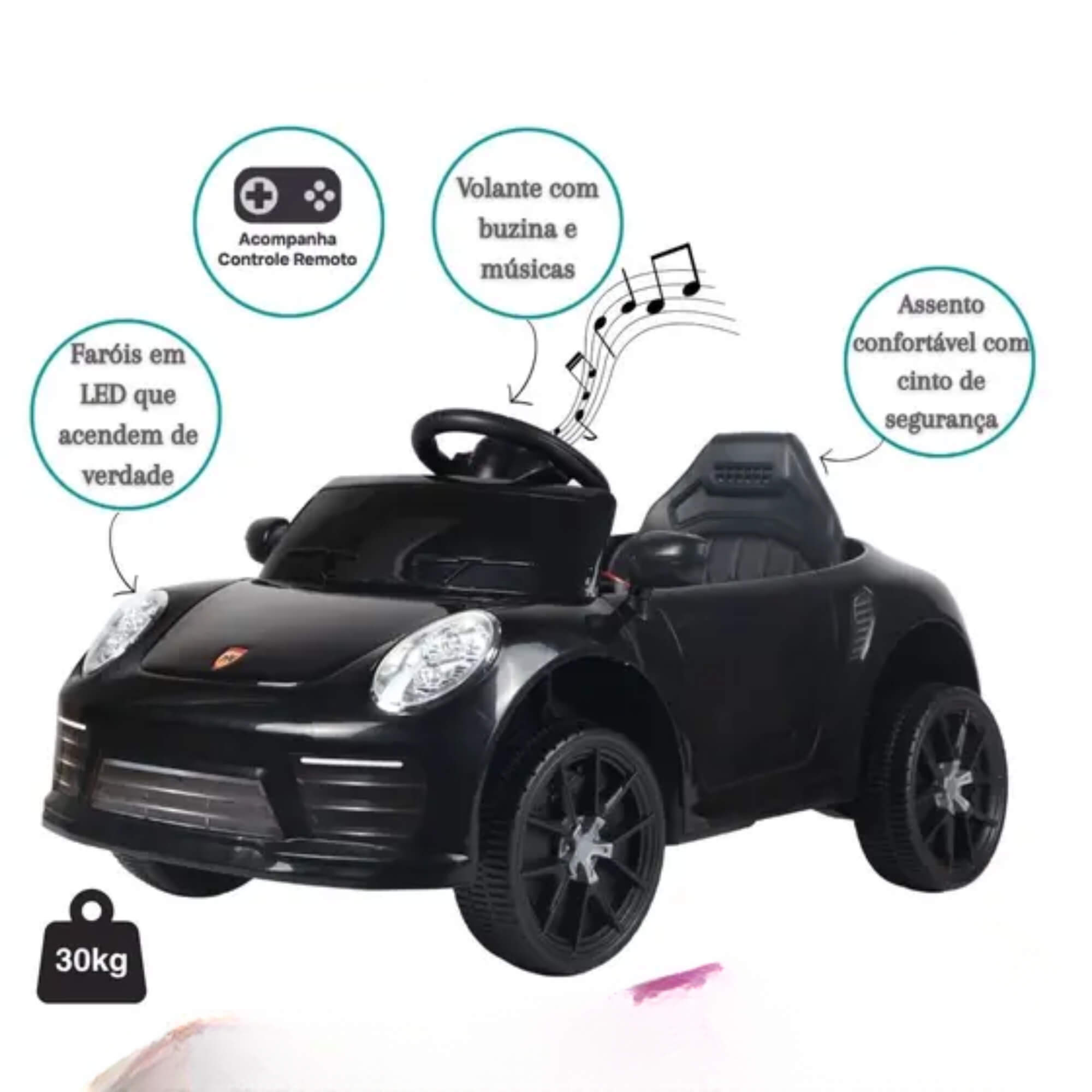 Carro Elétrico Infantil Compact Preto 6V com Controle Remoto Zippy Toys - 11511
