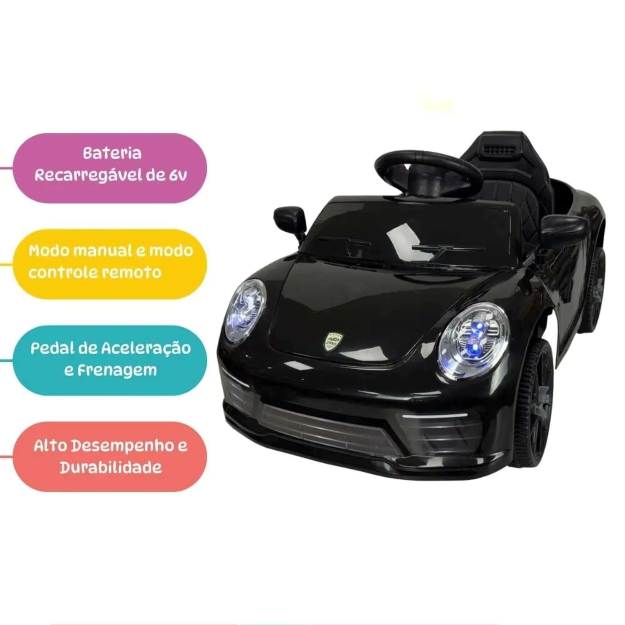 Carro Elétrico Infantil Compact Preto 6V com Controle Remoto Zippy Toys - 11511