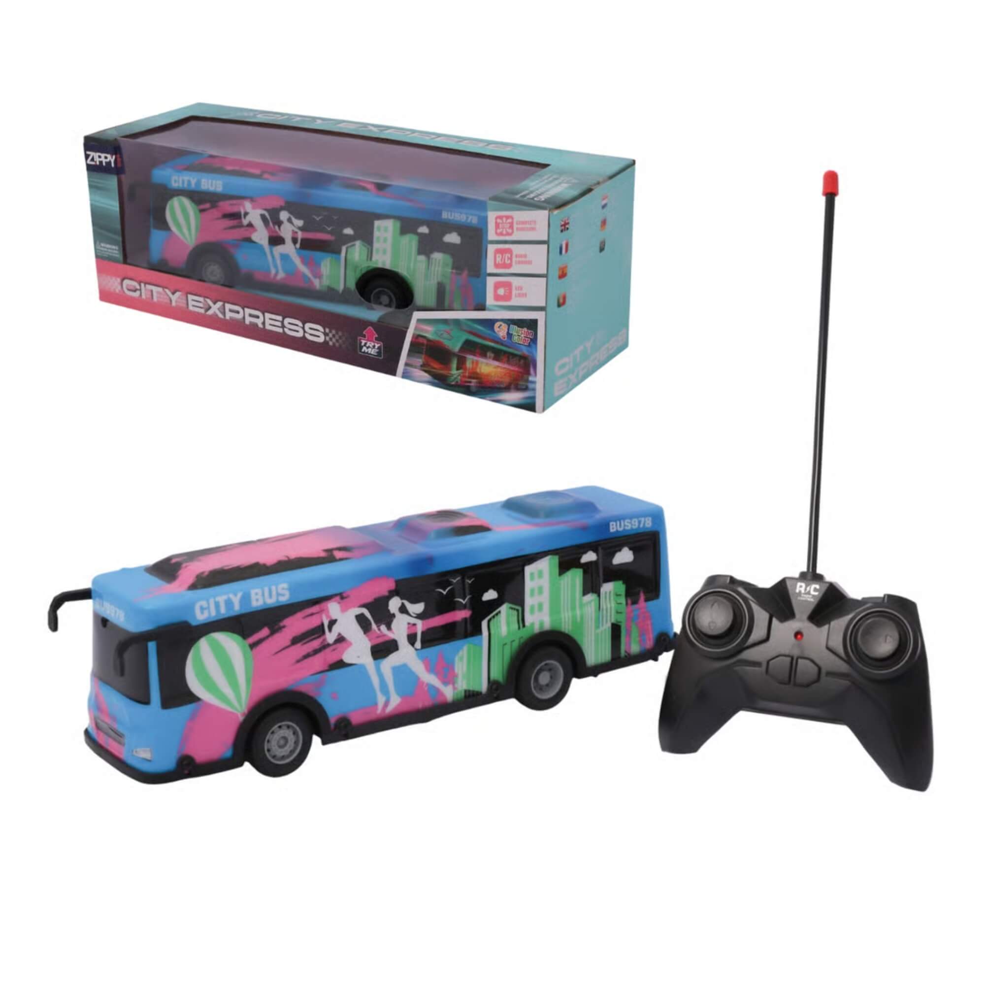 Brinquedo Infantil Ônibus de Controle Remoto Azul com Luz e Som Zippy Toys - 11103