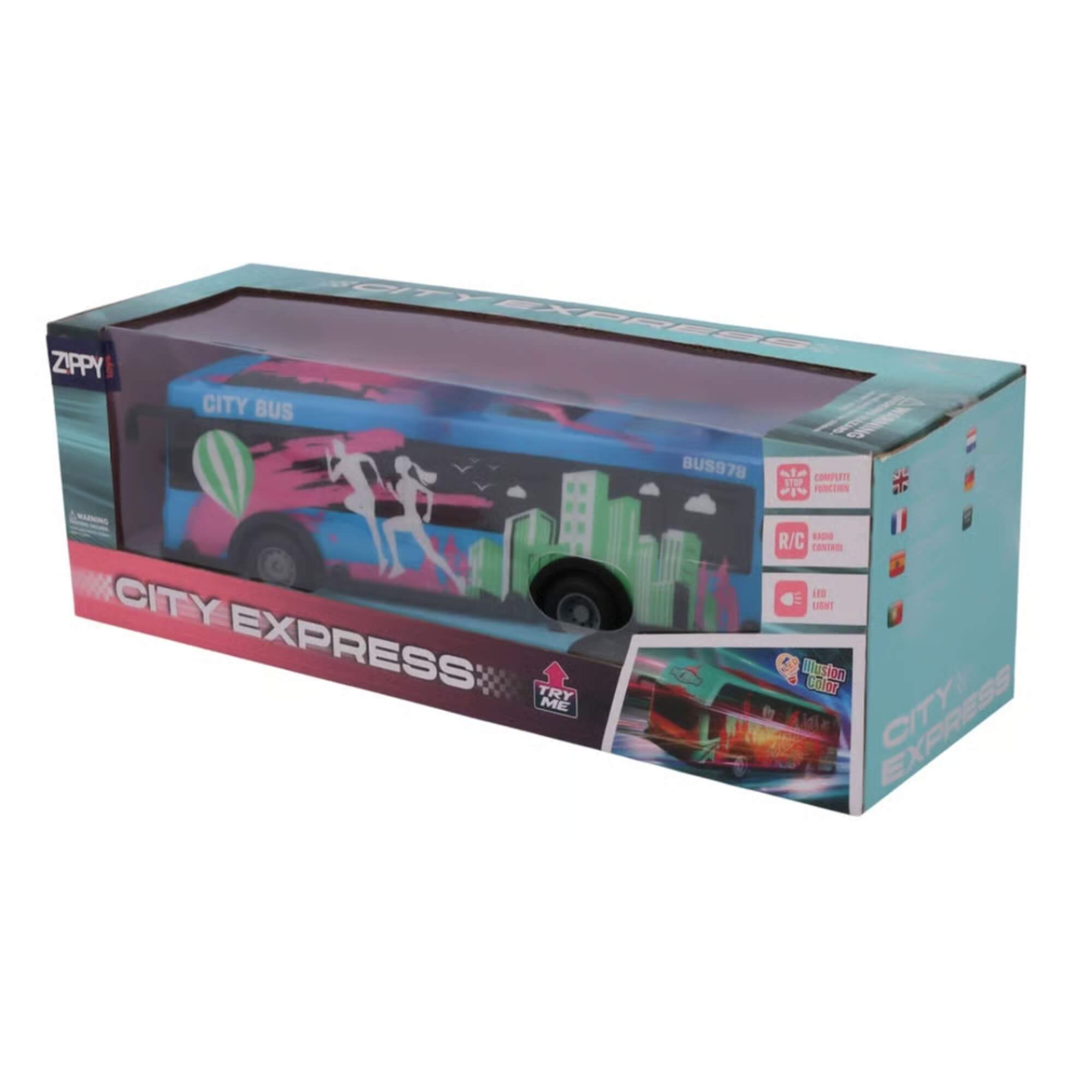 Brinquedo Infantil Ônibus de Controle Remoto Azul com Luz e Som Zippy Toys - 11103