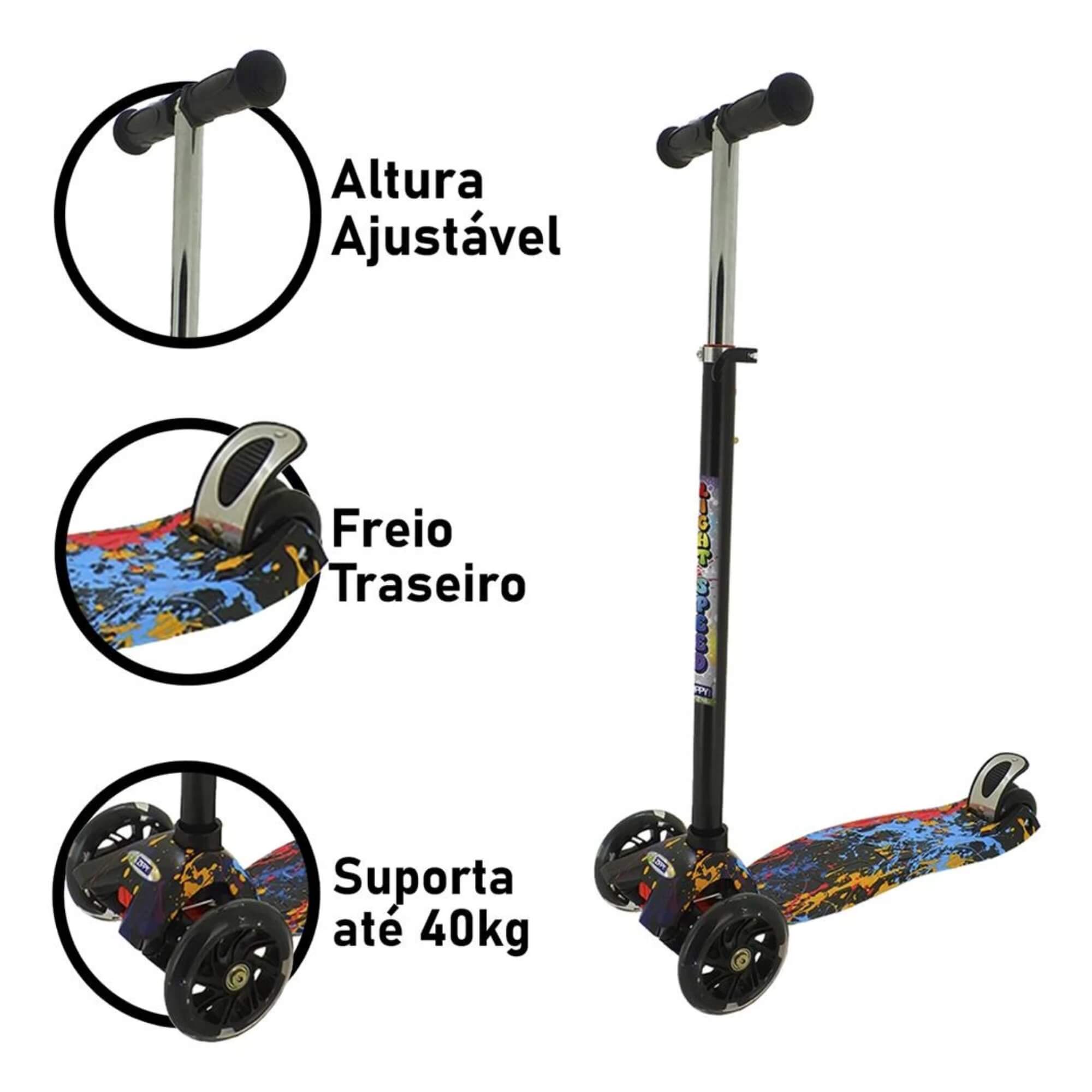 Patinete Infantil Ajustável Light Speed Colorido com Luz Zippy Toys - 8727