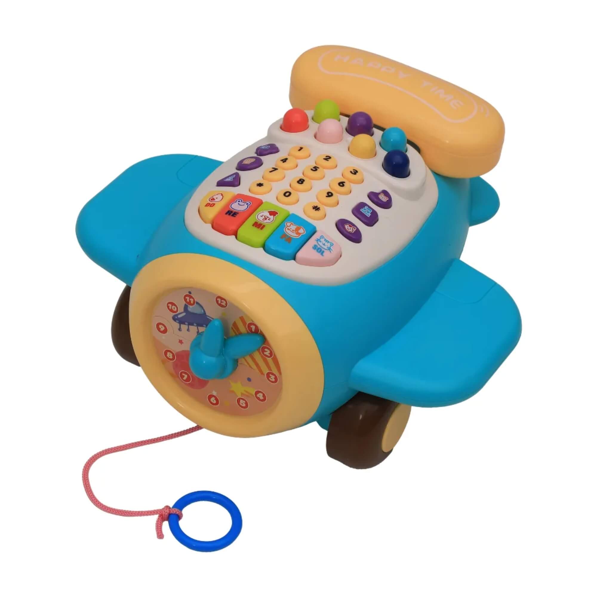 Brinquedo Infantil Avião Musical com Piano Teclado Relógio Luz Zippy Toys - 10376