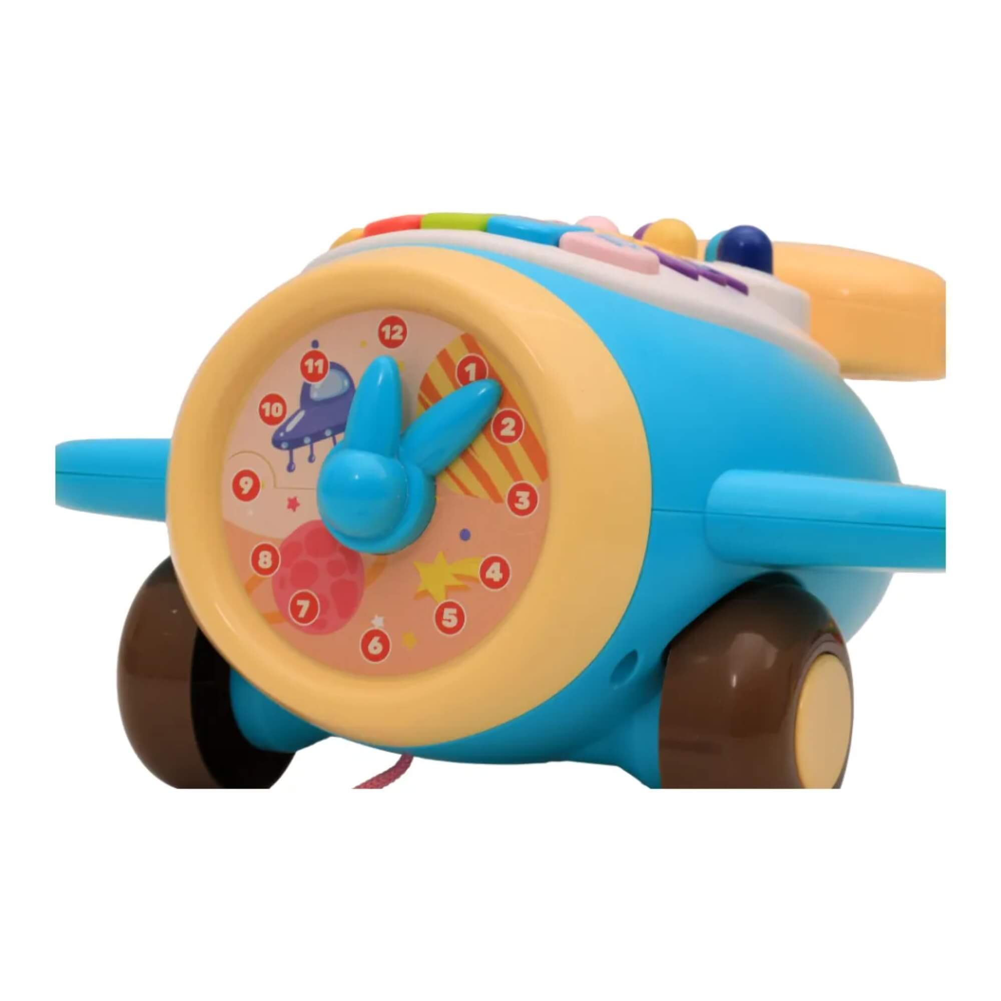 Brinquedo Infantil Avião Musical com Piano Teclado Relógio Luz Zippy Toys - 10376
