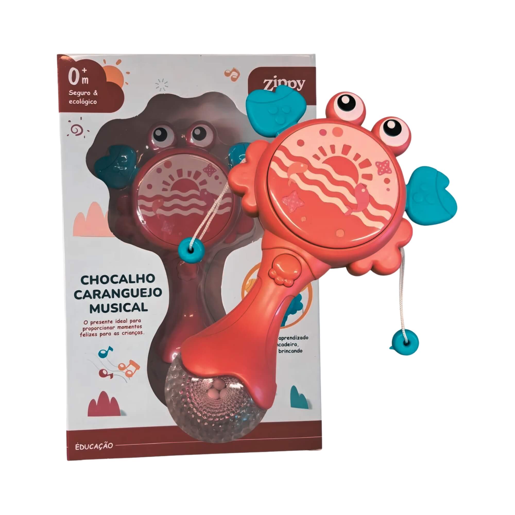 Brinquedo Infantil Chocalho Caranguejo Musical Rosa Zippy Toys - 10365
