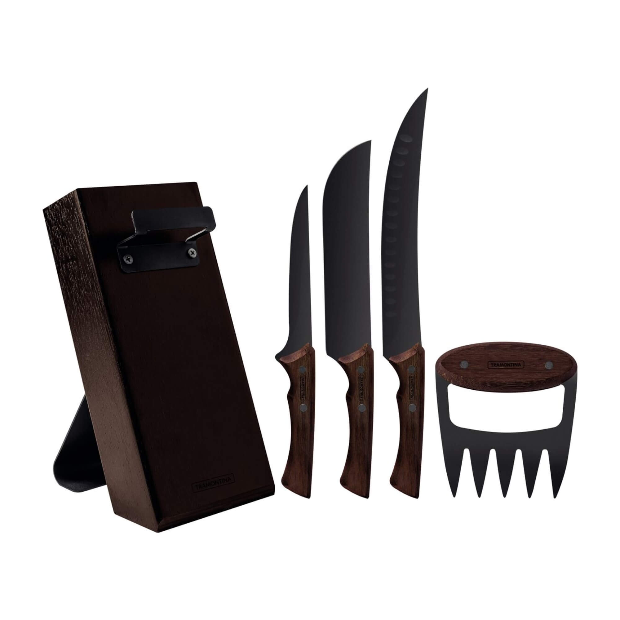 Kit Churrasco 5 Peças Lâminas Aço Inox Escurecido Cabos de Madeira Tramontina - 22999045