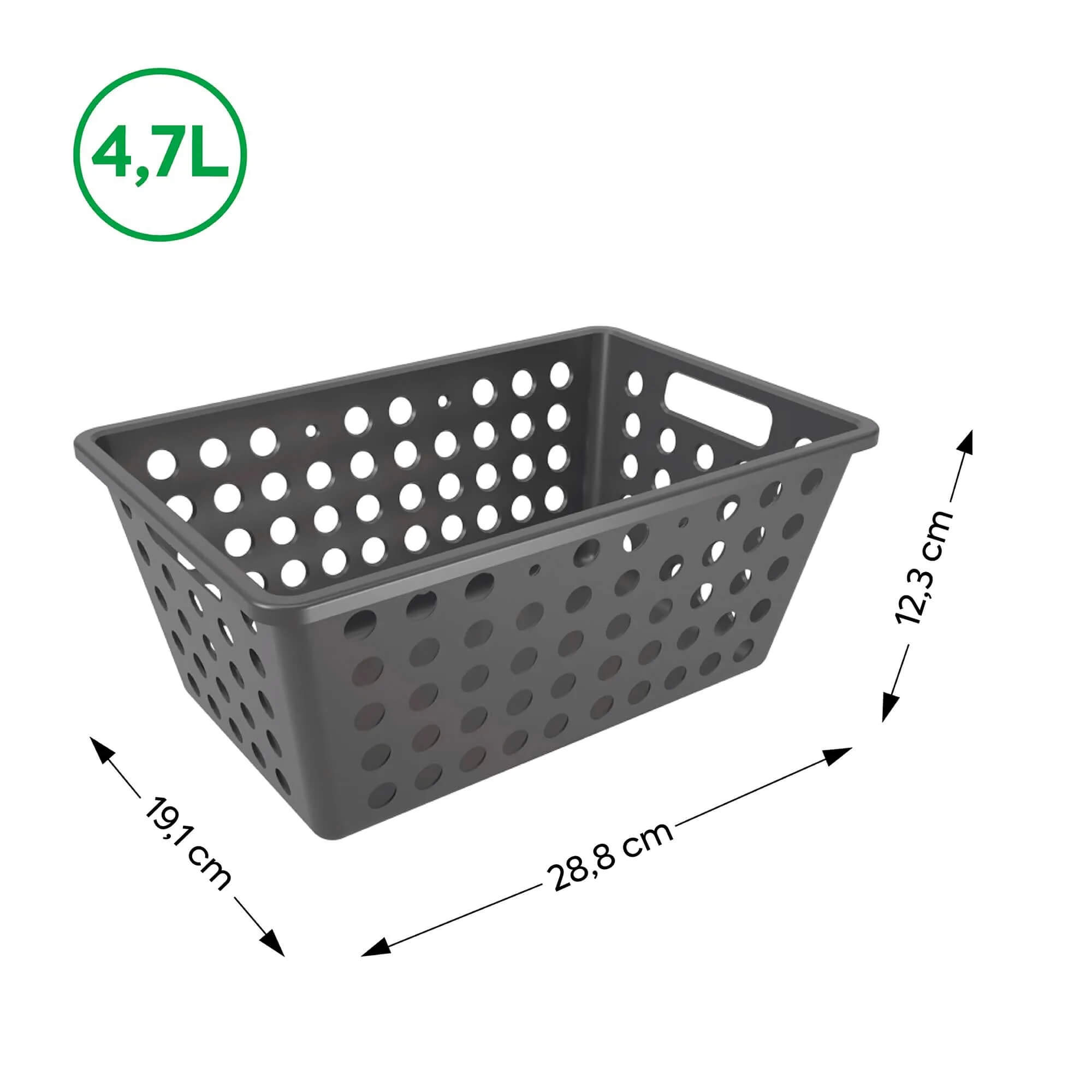 Cesta Organizadora Coza One Grande 4,7 Litros Cinza Chumbo Brinox - 10806/0536