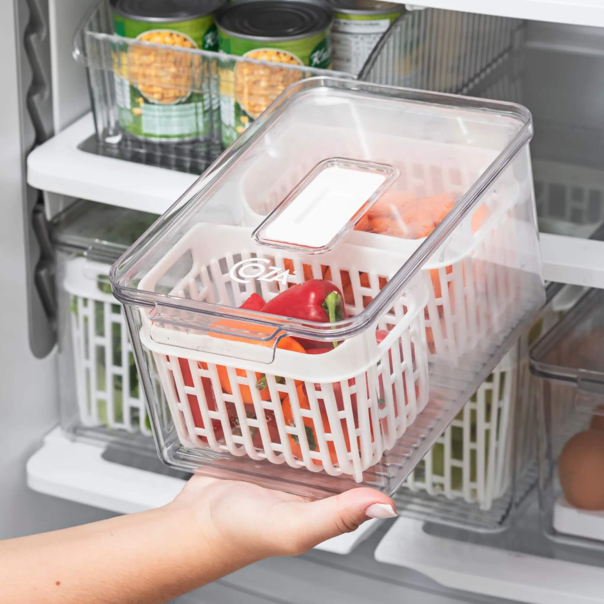 Organizador de Geladeira Coza Dry 3,2 Litros com 2 Cestos Brinox - 10187/3009