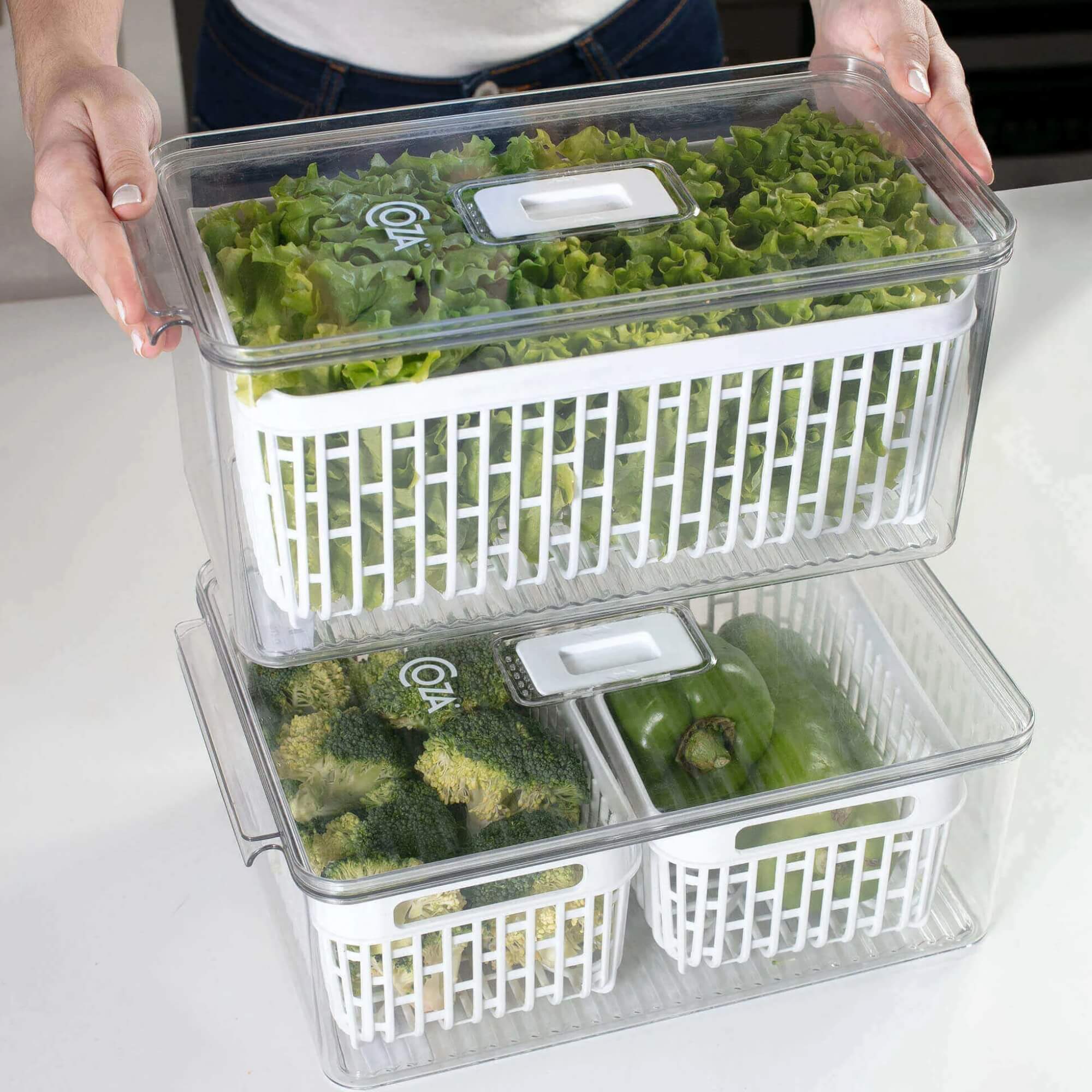 Organizador de Geladeira com Cesto 3,2 Litros Coza Dry Cristal Brinox - 10195/3009
