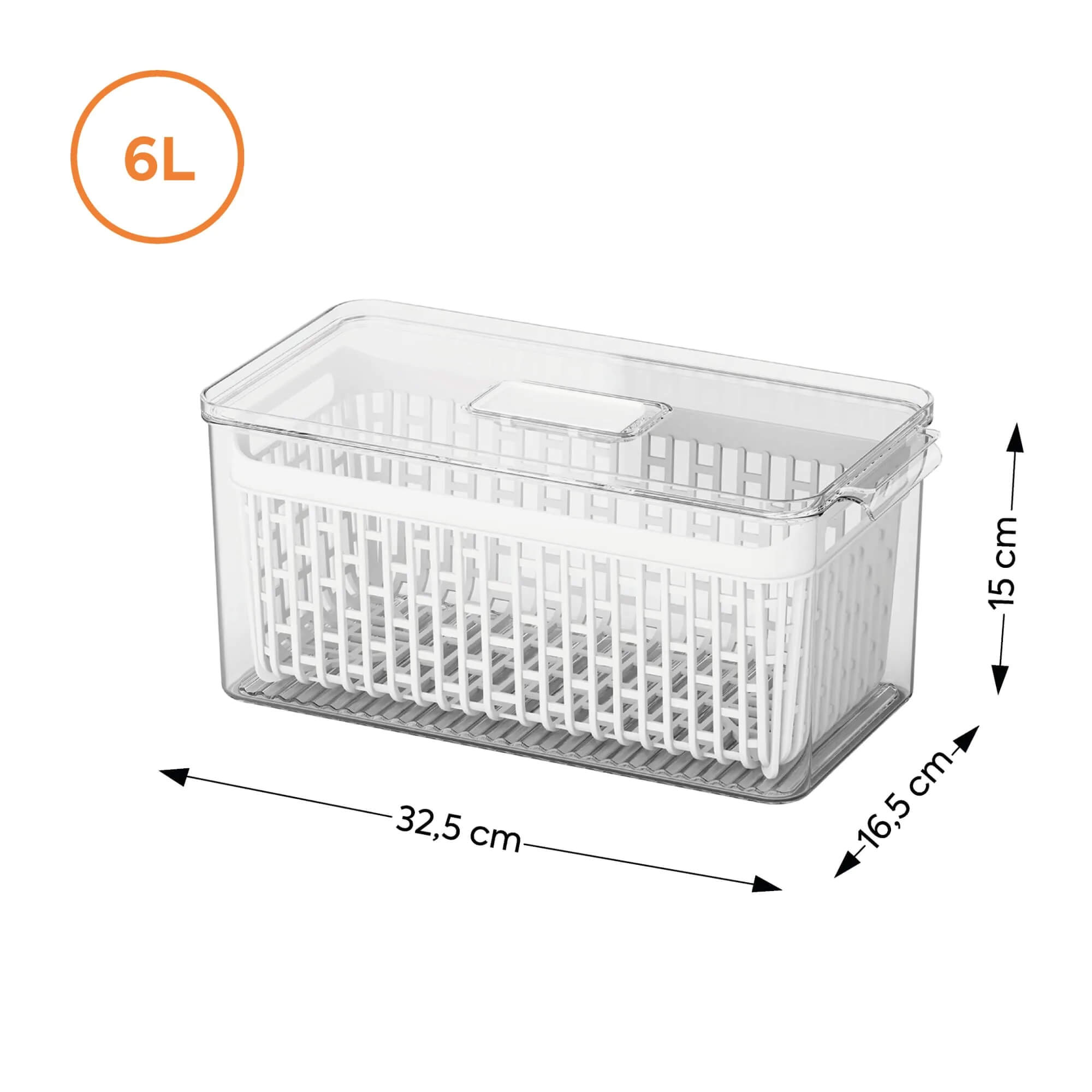 Organizador de Geladeira com Cesto 6 Litros Coza Dry Cristal Brinox - 10196/3009