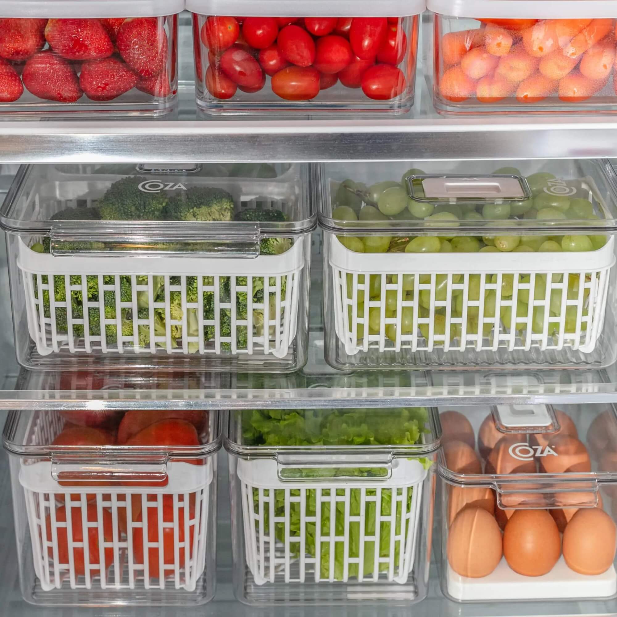 Organizador de Geladeira com Cesto 6 Litros Coza Dry Cristal Brinox - 10196/3009