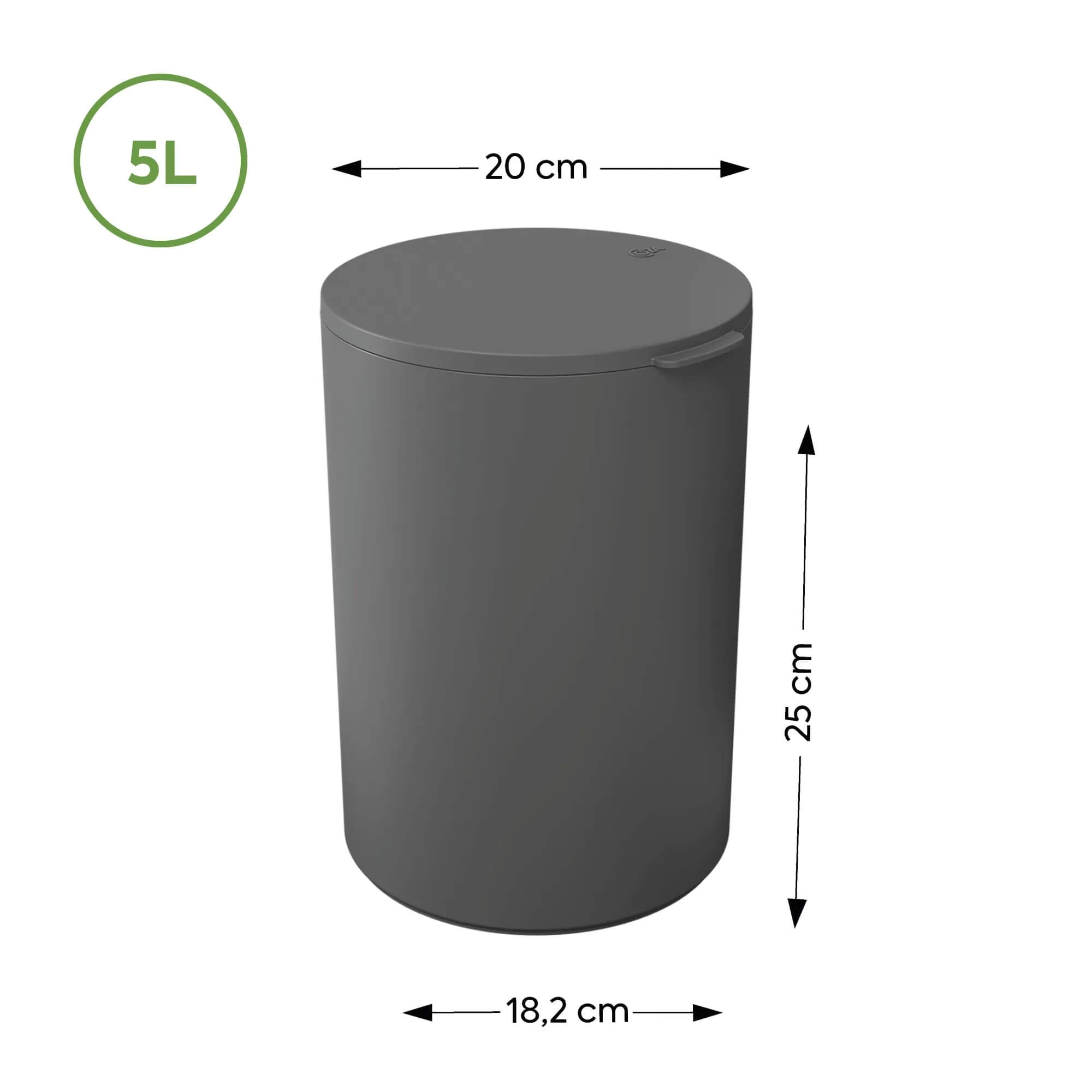 Lixeira para Banheiro com Tampa 5 Litros Coza Serene Light Gray Brinox - 13106/3468