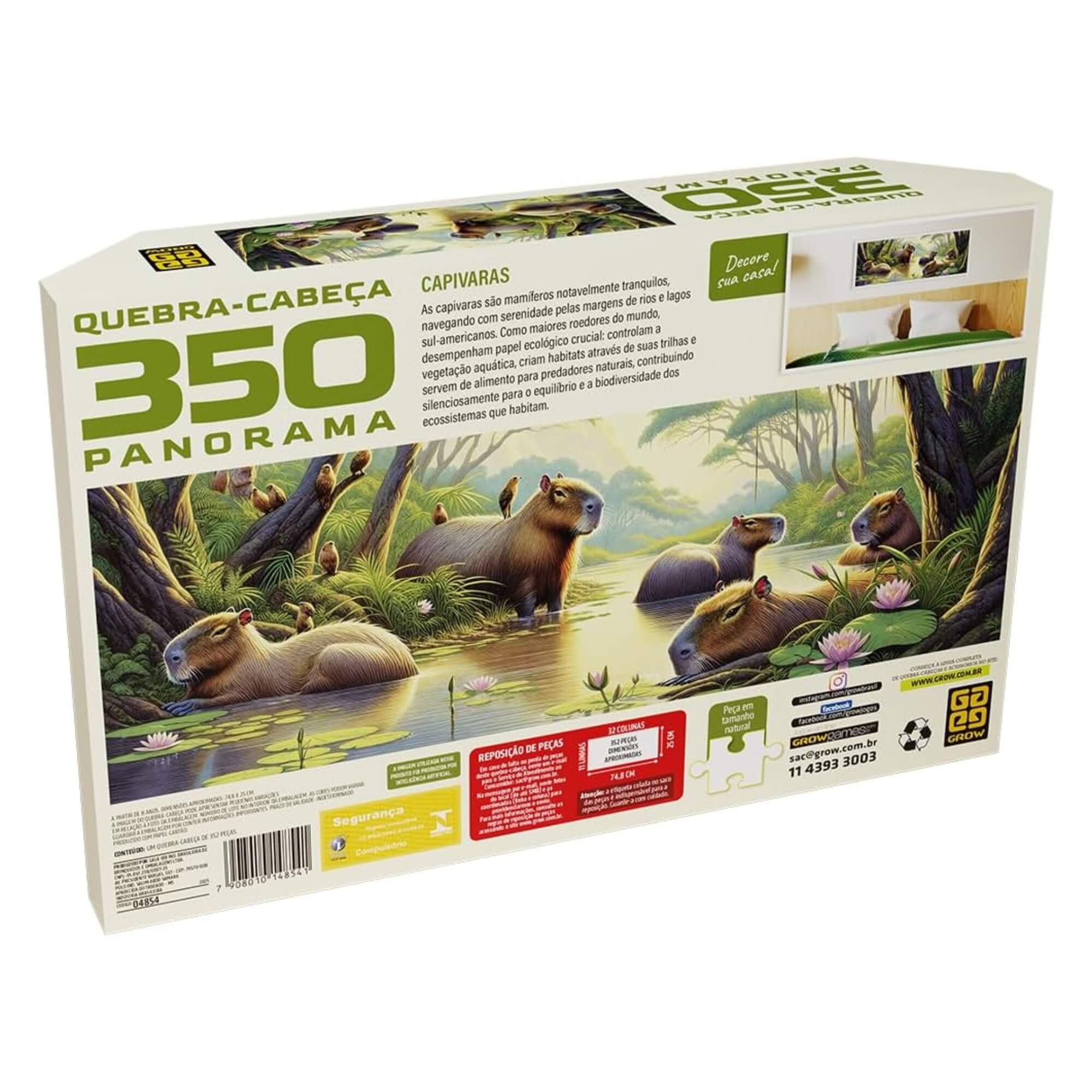 Quebra-cabeça 350 peças Panorama Capivaras Grow - 04854