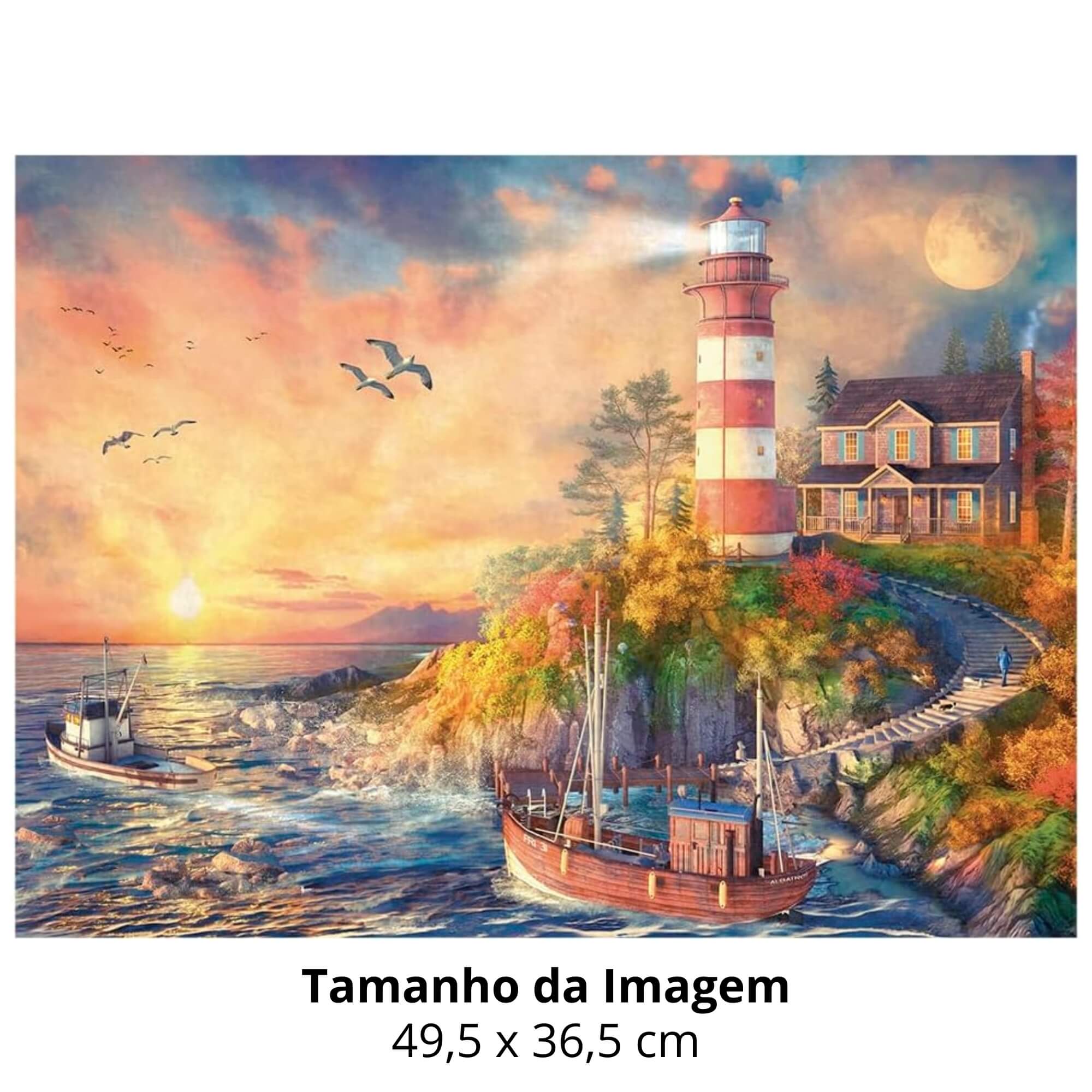 Quebra-cabeça 500 peças Farol à Beira Mar Grow - 04861