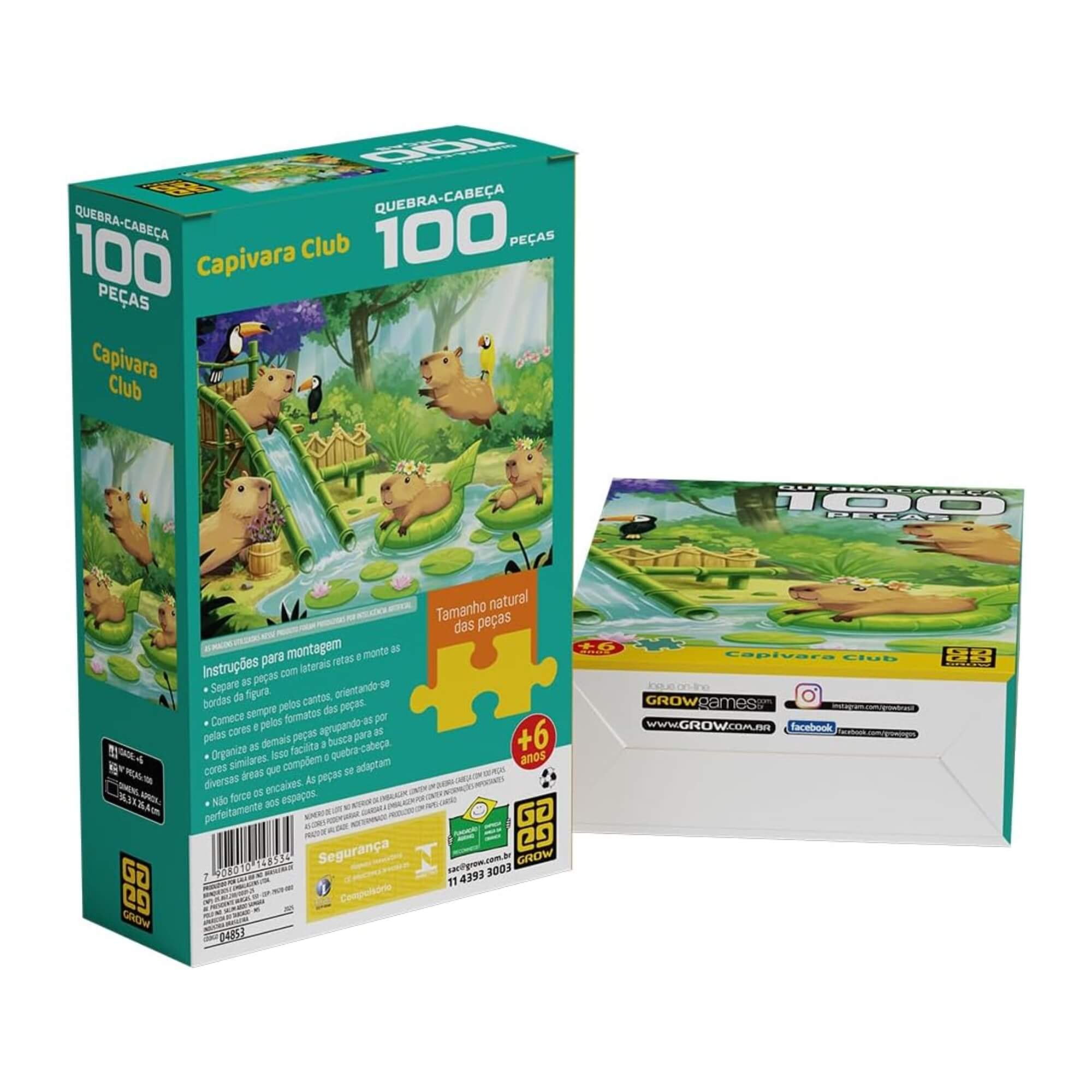 Quebra-cabeça 100 peças Capivara Club +6 Anos Grow - 04853