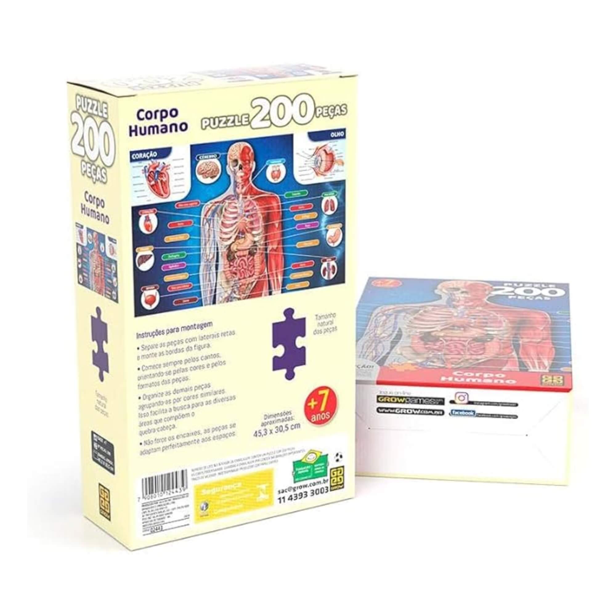 Quebra-cabeça 200 peças Corpo Humano Grow - 03937