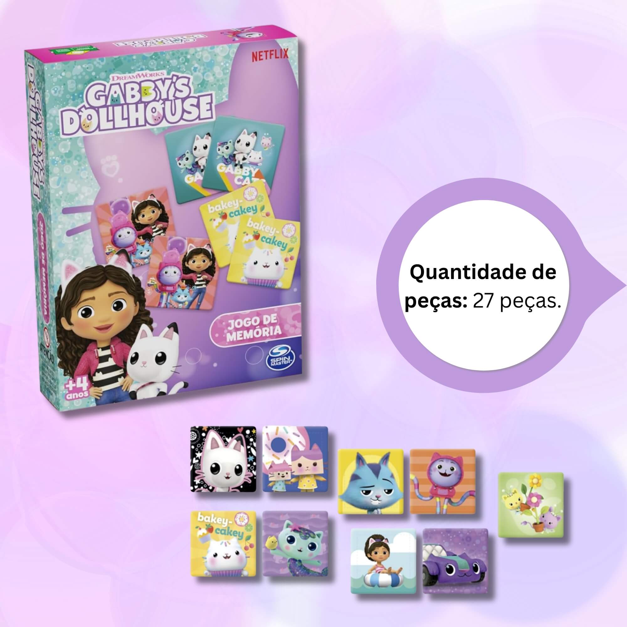Jogo da Memória Gabby's Dollhouse +4 Anos Grow - 04375