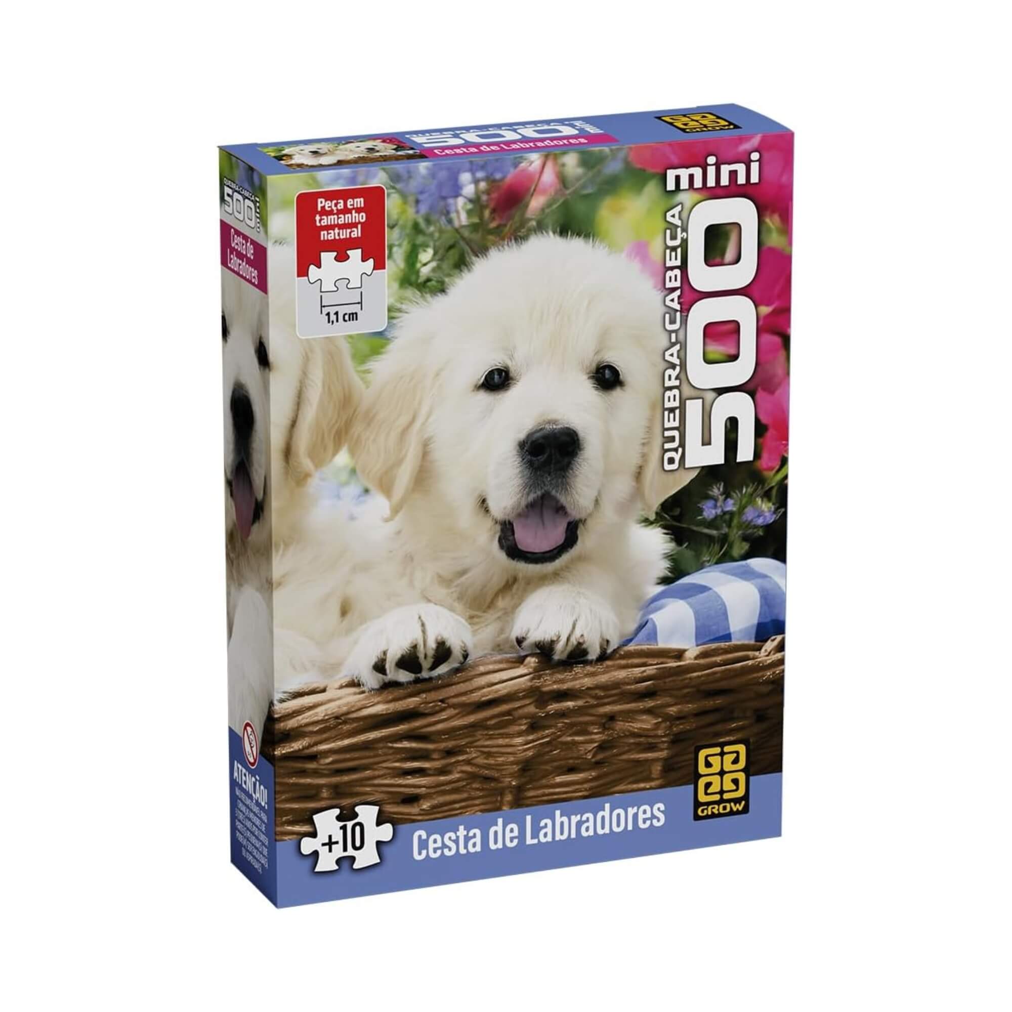 Mini Quebra-cabeça 500 peças Cesta de Labradores Grow - 04863
