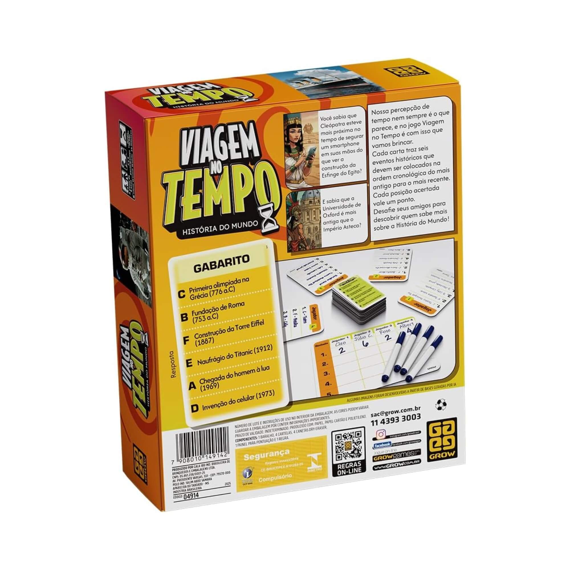 Jogo Viagem no Tempo +8 Anos 2 a 4 jogadores Grow - 04914