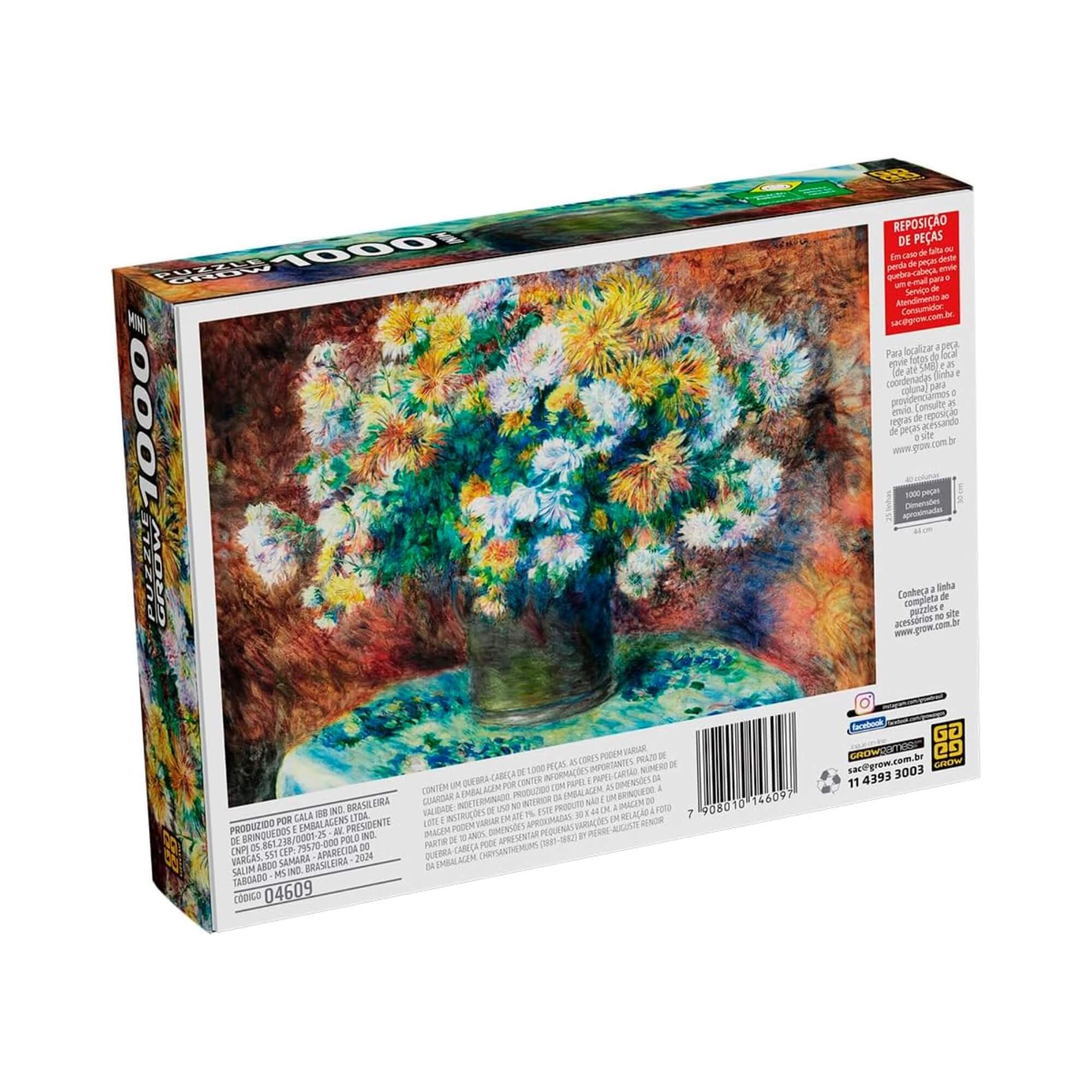 Mini Quebra-cabeça 1000 peças Vaso de Flores de Renoir Grow - 04609