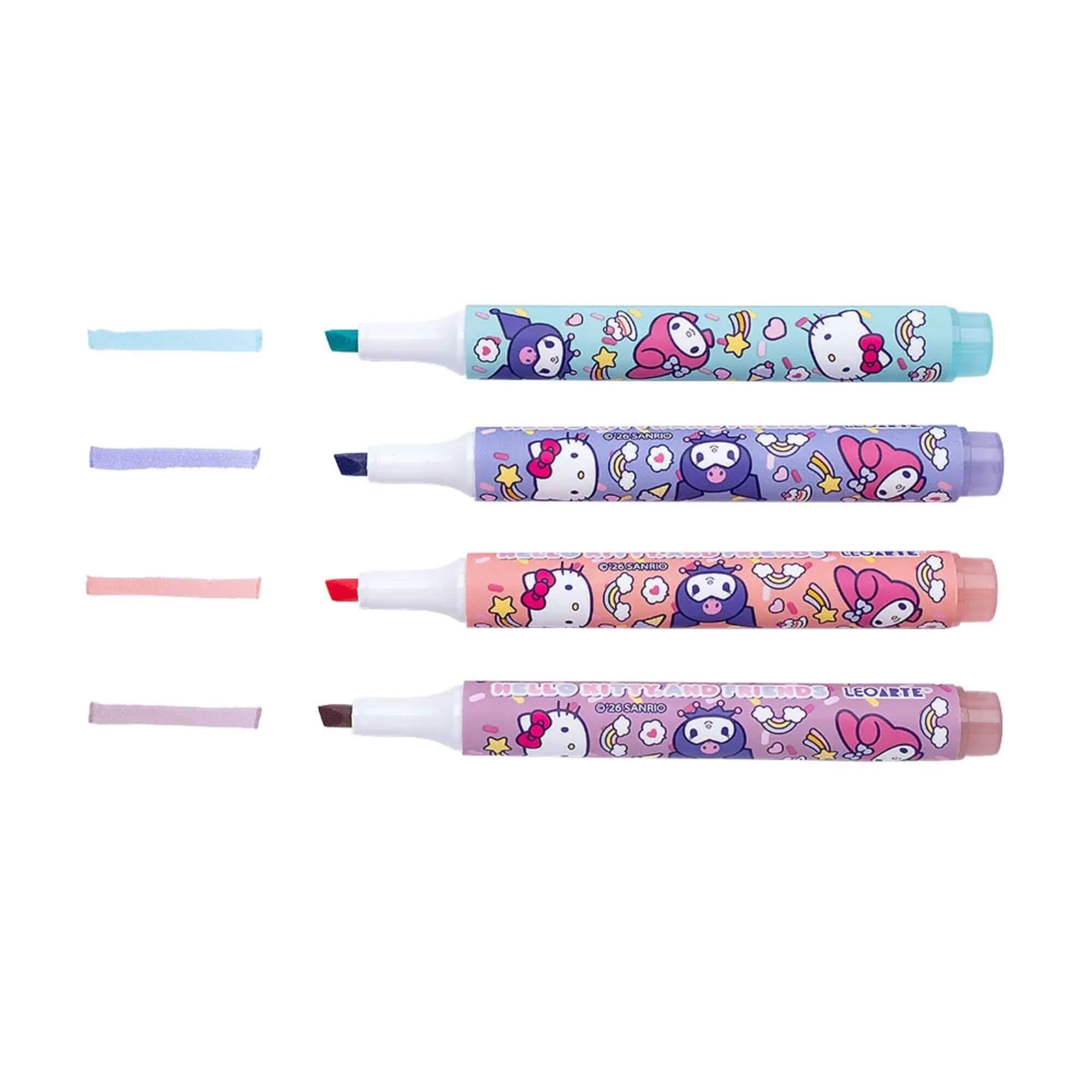 Caneta Marca Texto Hello Kitty e Amigos - Estojo com 4 cores Leo&Leo - 10148