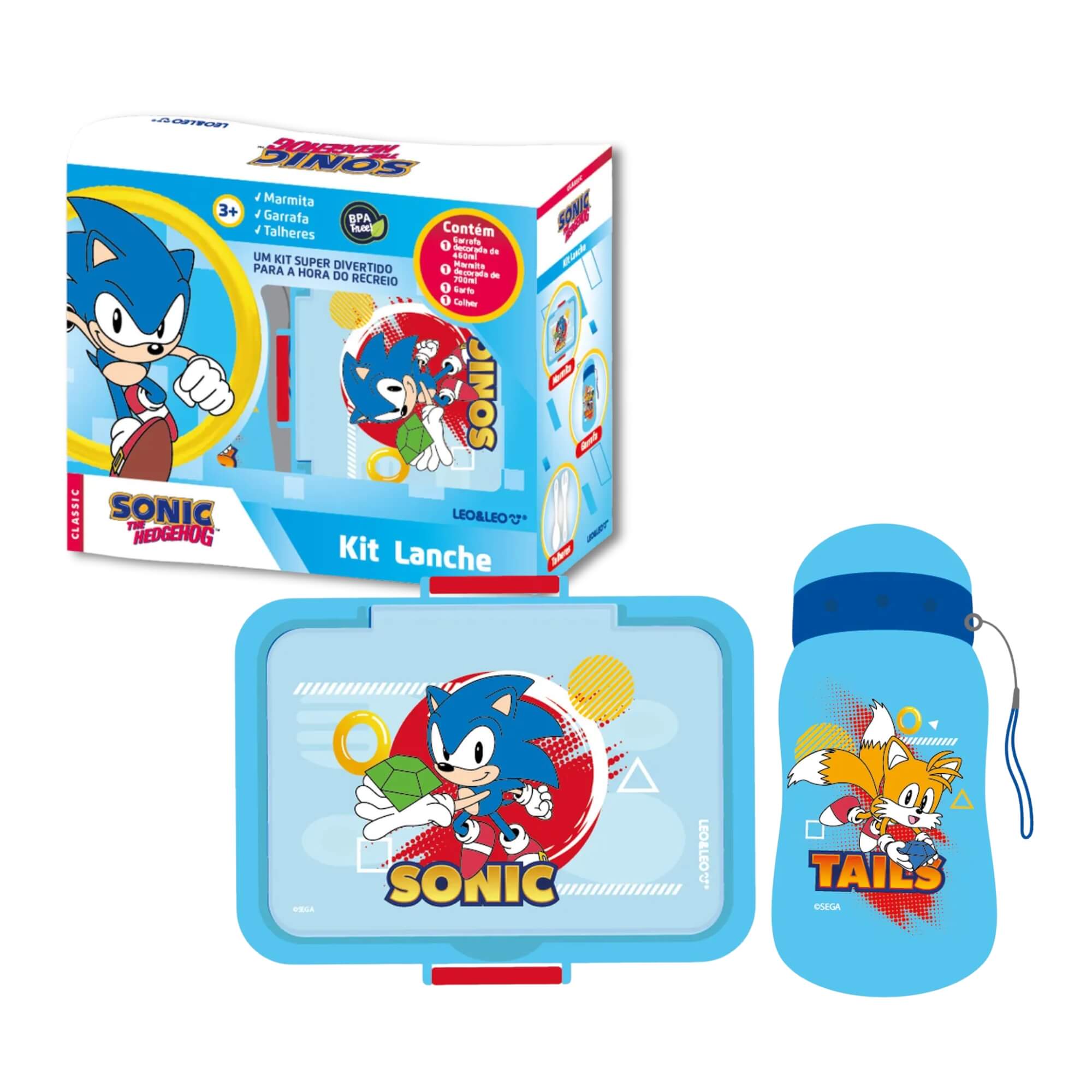 Kit Lanche Sonic Garrafa Plástica 460ml + Marmita 700ml Leo&Leo Leonora - 10260