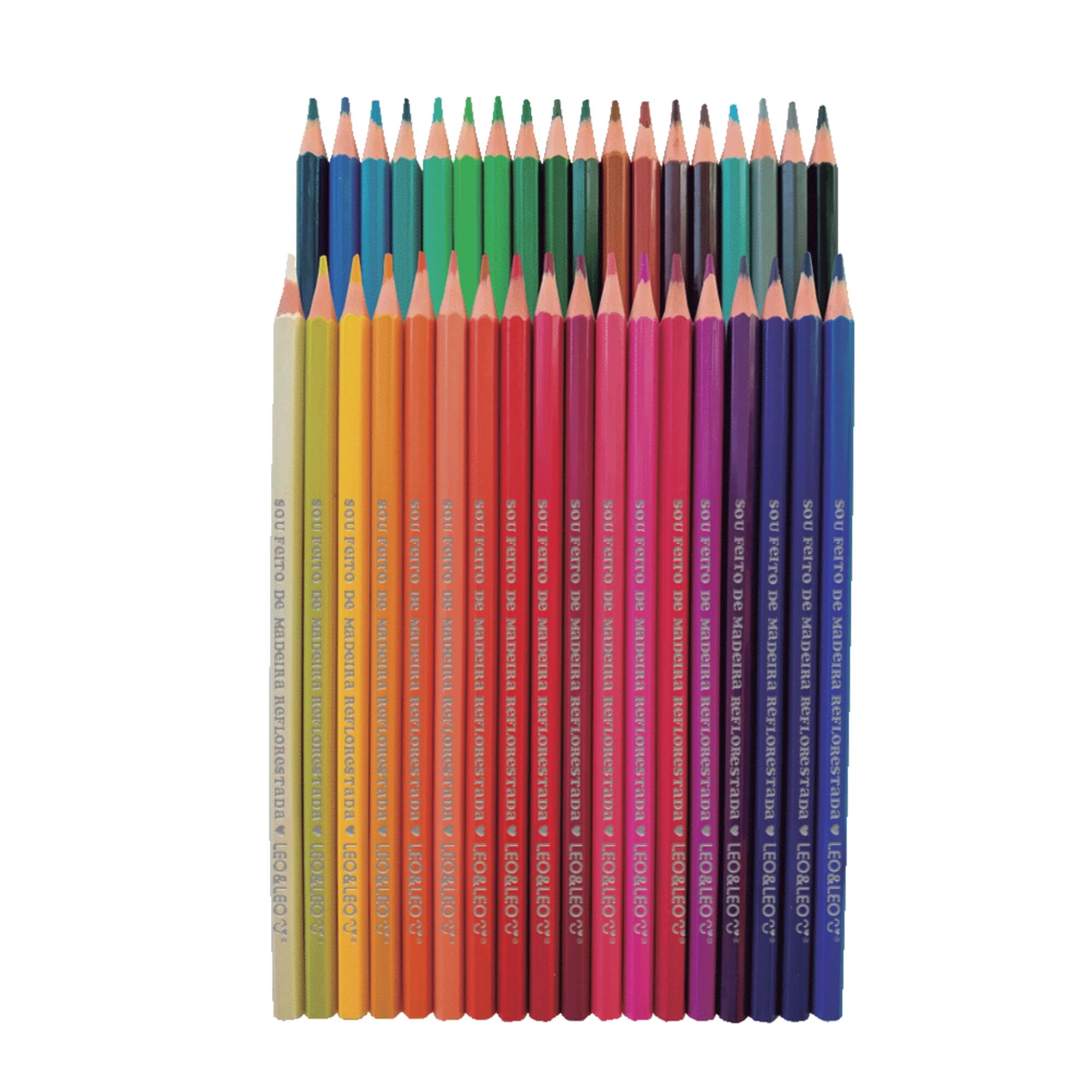 Lápis de Cor de Madeira 36 cores sextavado Leo&Leo Leonora - 10272