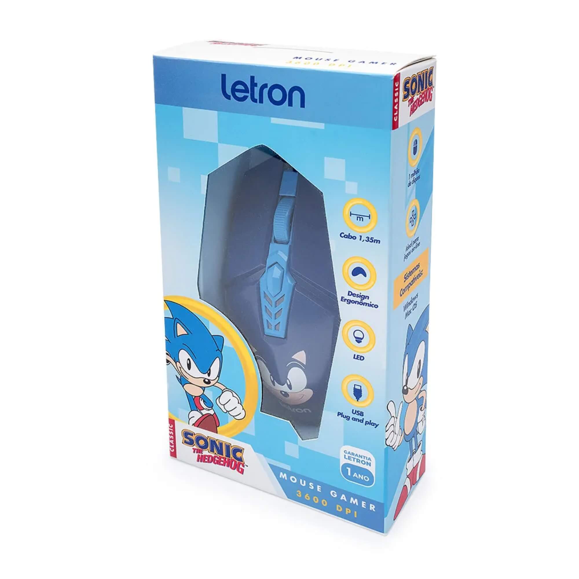 Mouse Gamer RGB 6 Botões 3600 Dpi Sonic Letron Leo&Leo Leonora - 10313