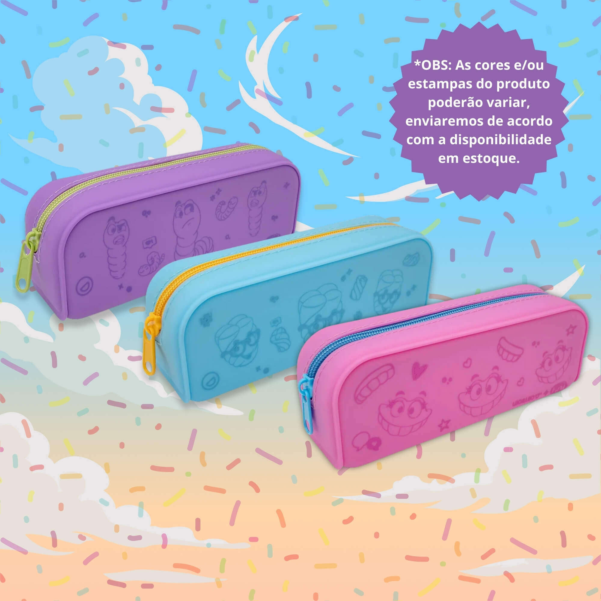 Estojo Retangular de Silicone Fini - Pacote Sortido com 6 unidades Leo&Leo Leonora - 10353