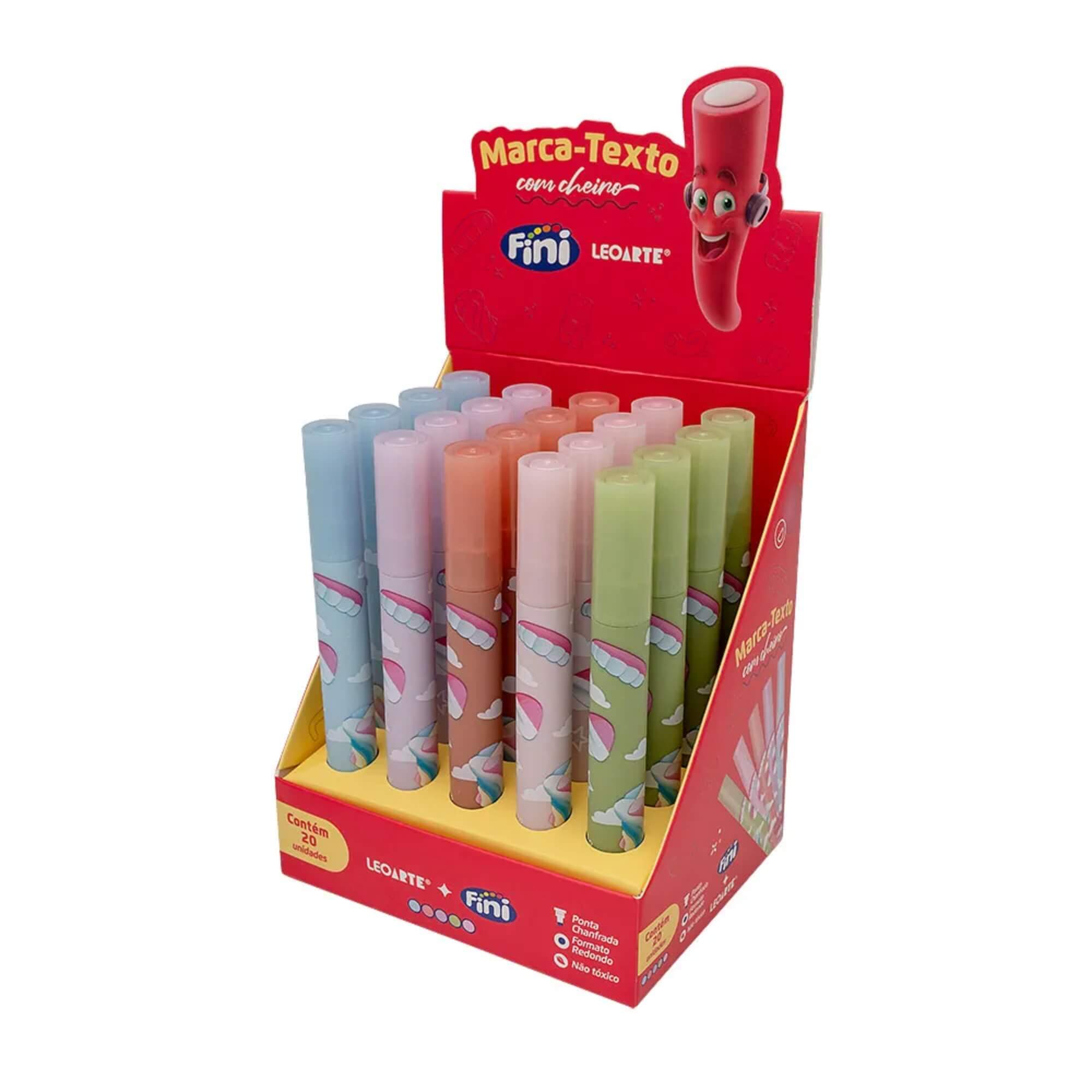 Caneta Marca Texto Corpo Estampado com Aroma Fini - Display c/ 20 unidades Leonora - 10355