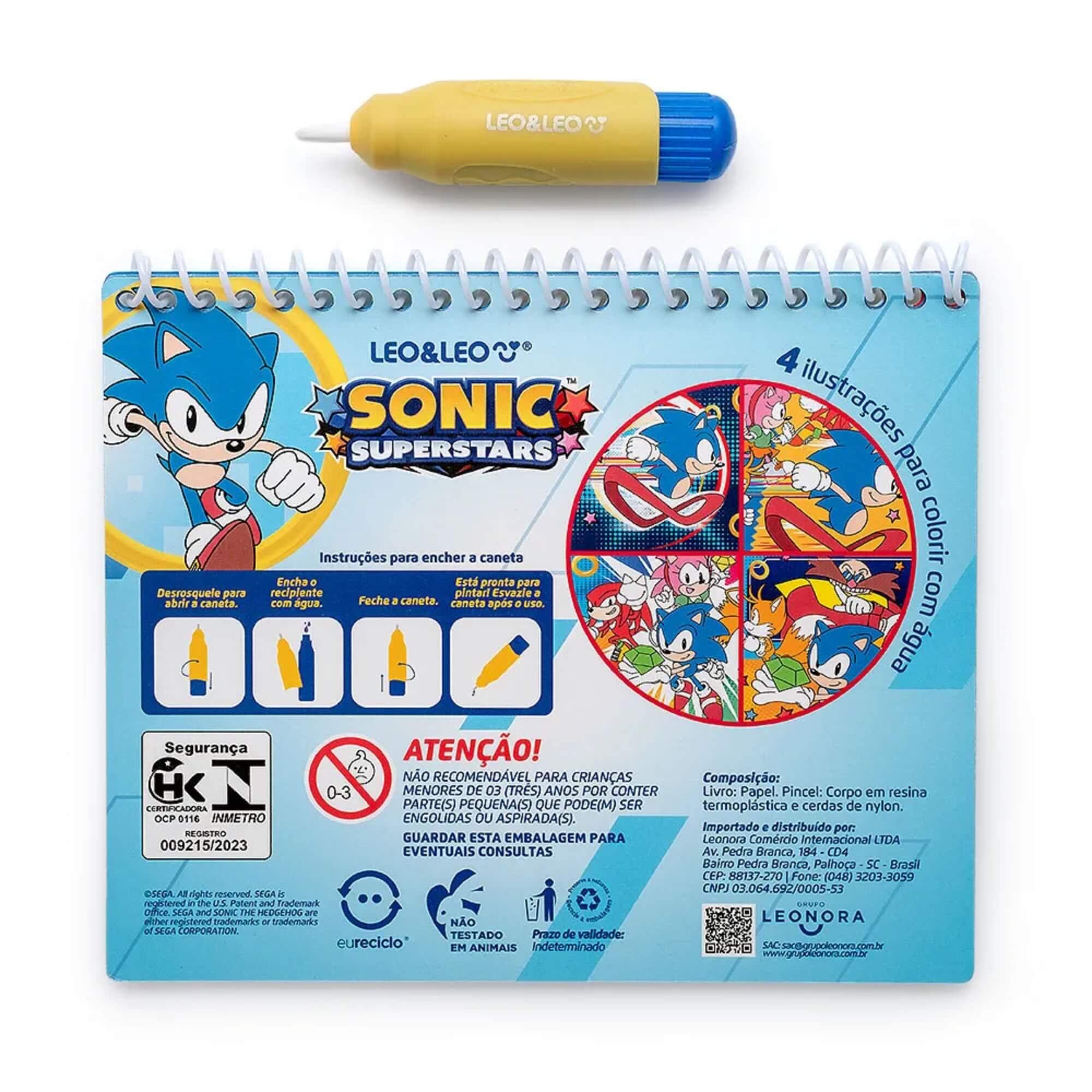 Livro de Colorir com Água Sonic + Caneta de Água Recarregável Leo&Leo Leonora - 10365