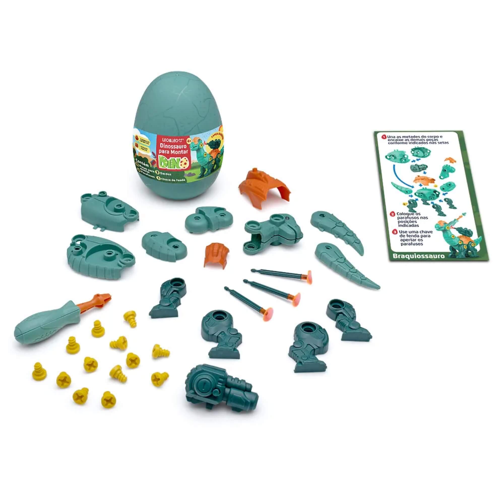 Brinquedo Dinossauro para Montar - Caixa com 6 Ovos Sortidos com 1 Dinossauro Leonora - 10380
