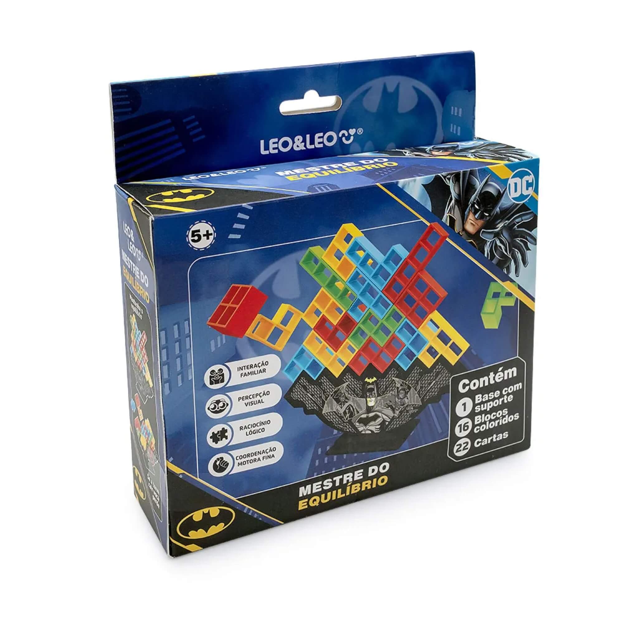 Mestre do Equilíbrio Jogo de Raciocínio Batman c/ Blocos, Adesivo, Base e Cartas Leonora - 10460