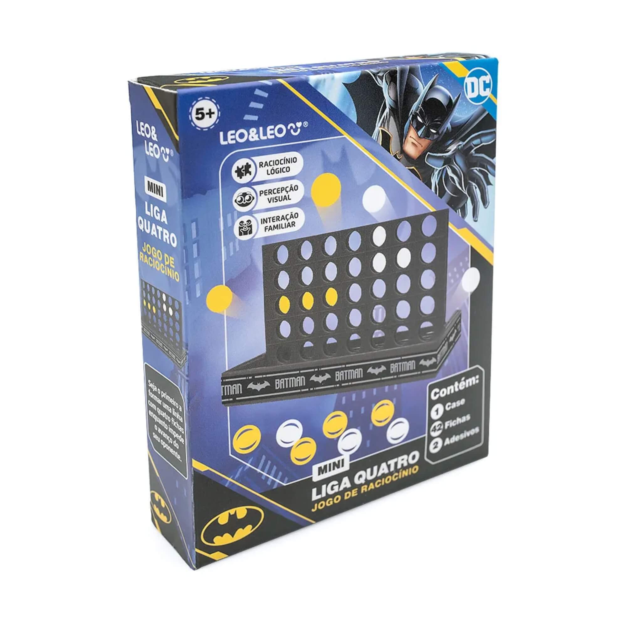 Liga Quatro Jogo de Raciocínio Batman - Display c/12 Caixas com 42 Peças Leonora - 10462