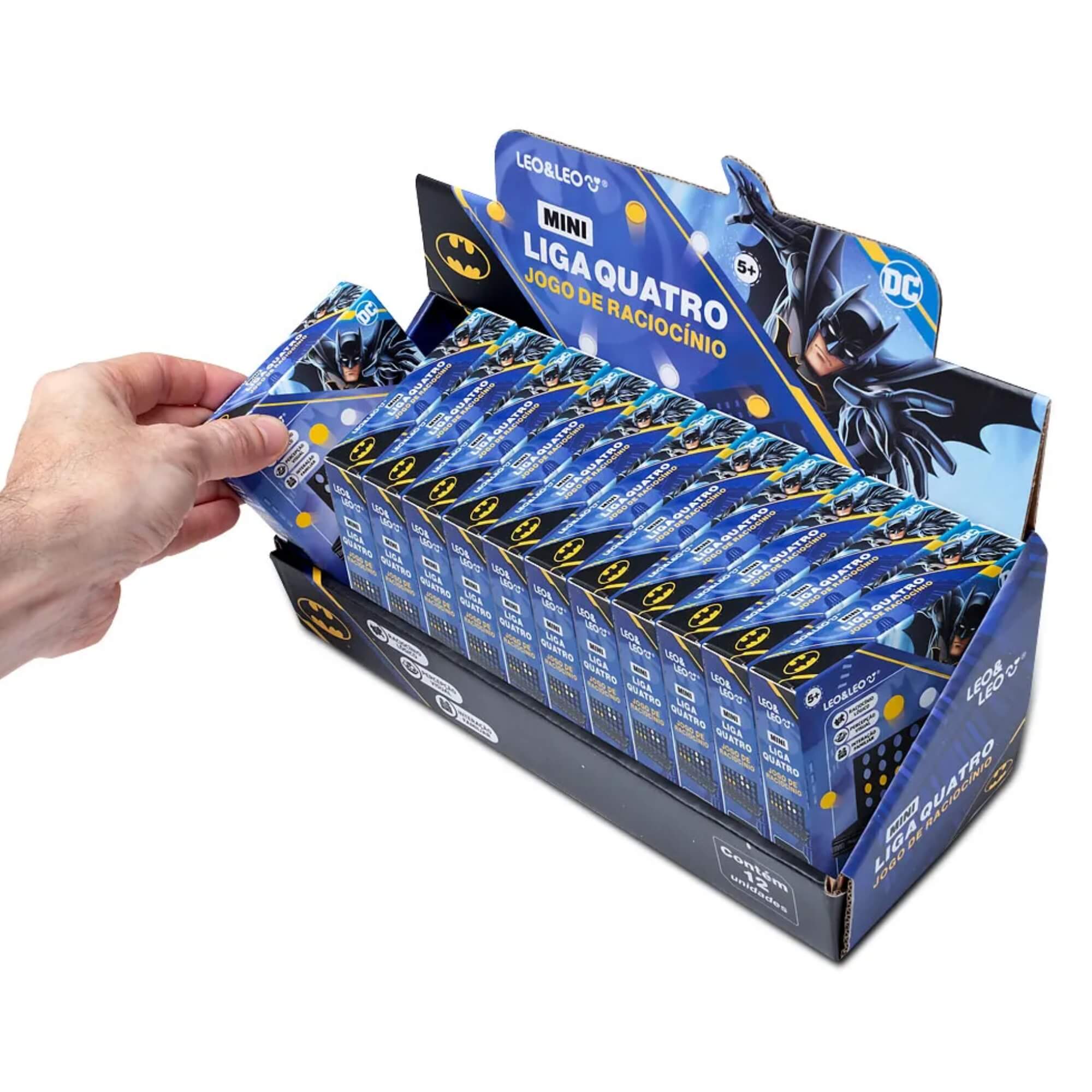 Liga Quatro Jogo de Raciocínio Batman - Display c/12 Caixas com 42 Peças Leonora - 10462