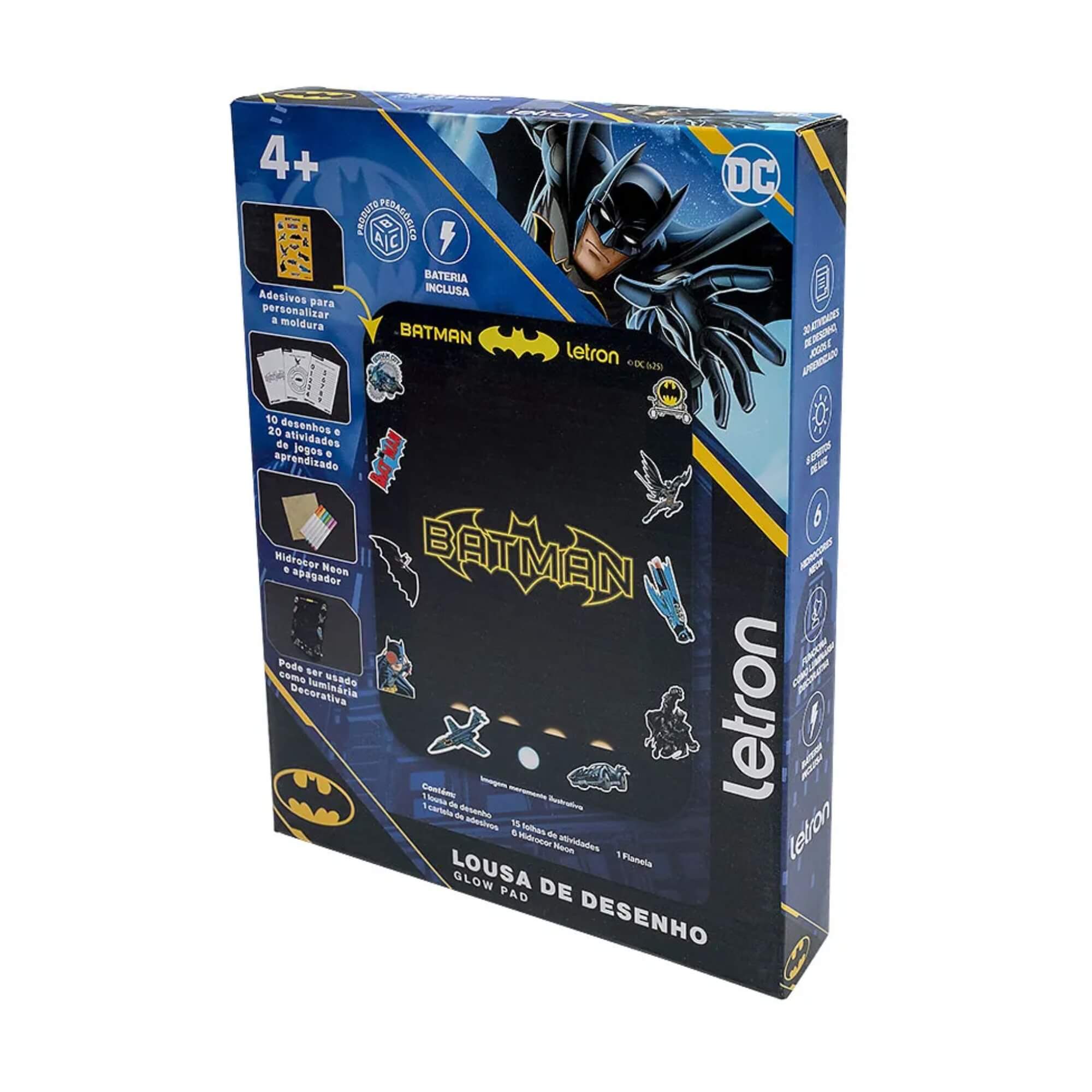Lousa de Desenho Glow Pad Batman Letron Leo&Leo Leonora - 10501