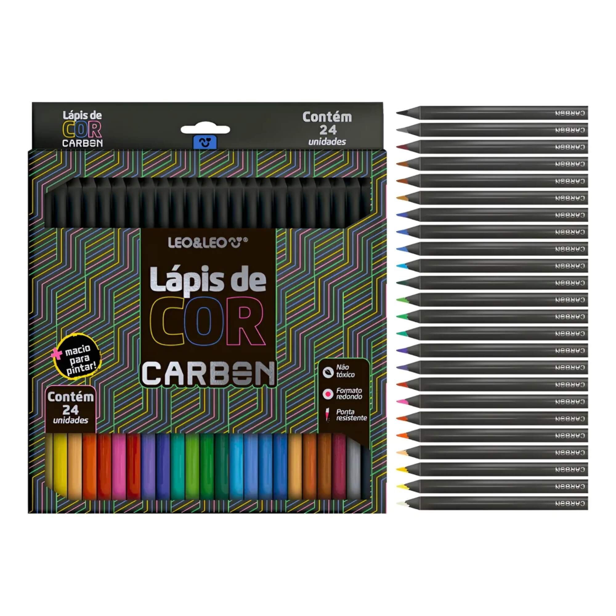 Lápis de Cor Carbon 24 Cores Redondo Leo&Leo Leonora - 4431