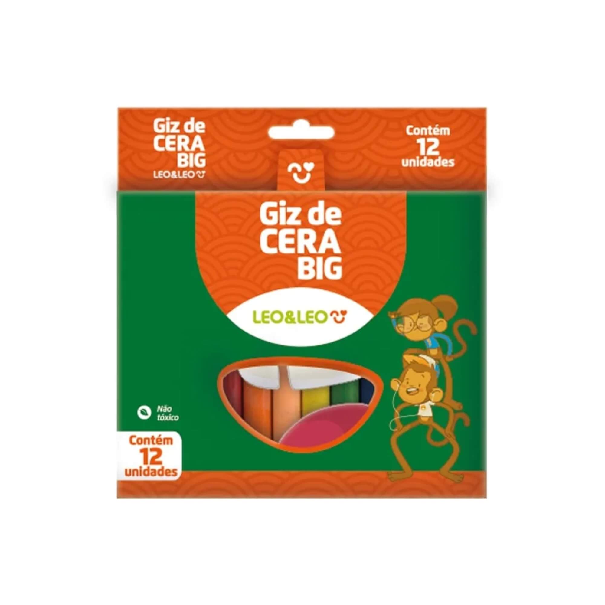 Giz de Cera 12 Cores Grosso 10x100mm Leo&Leo Leonora - 4462