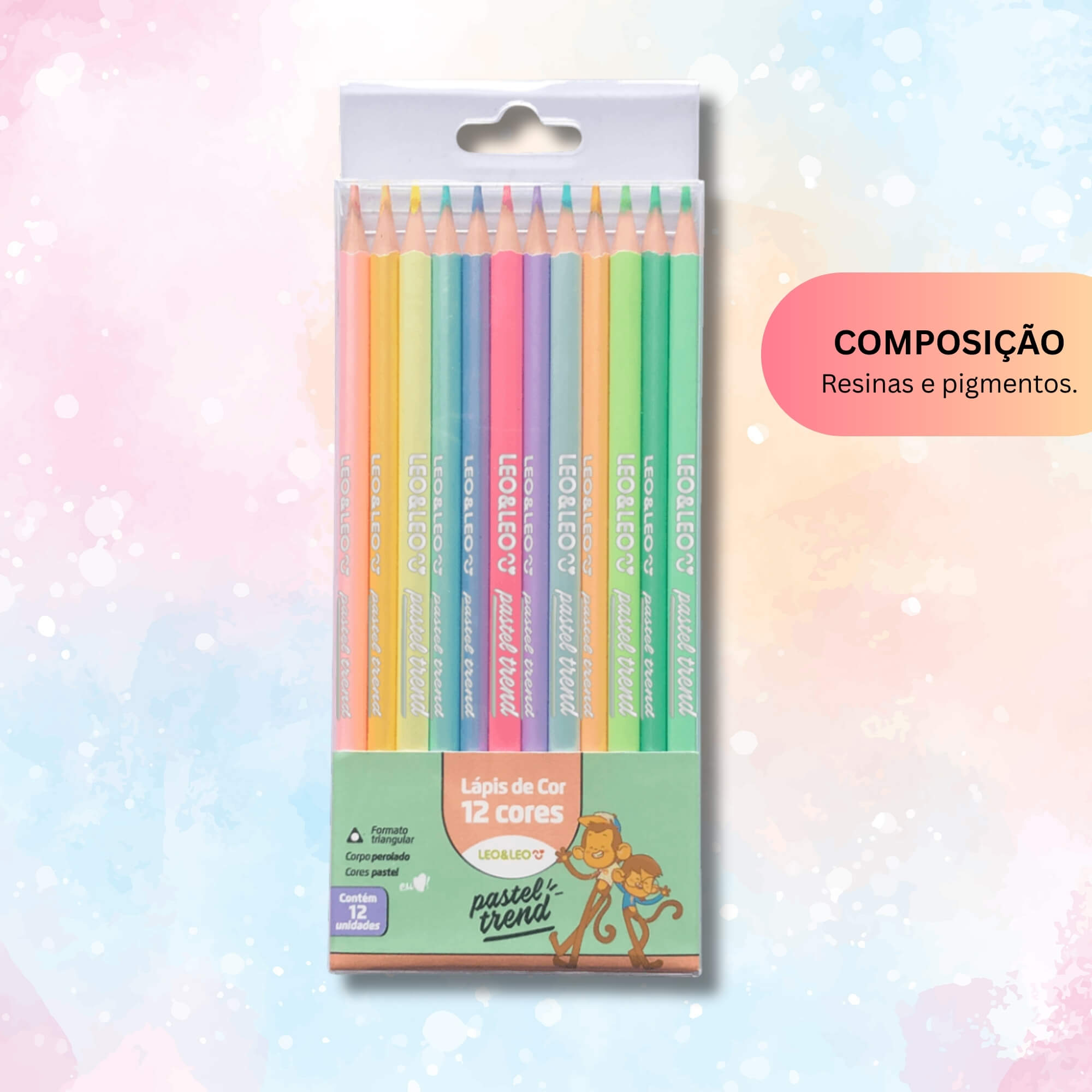 Lápis 12 Cores Tons Pastel Trend Leo&Leo Leonora - 72110