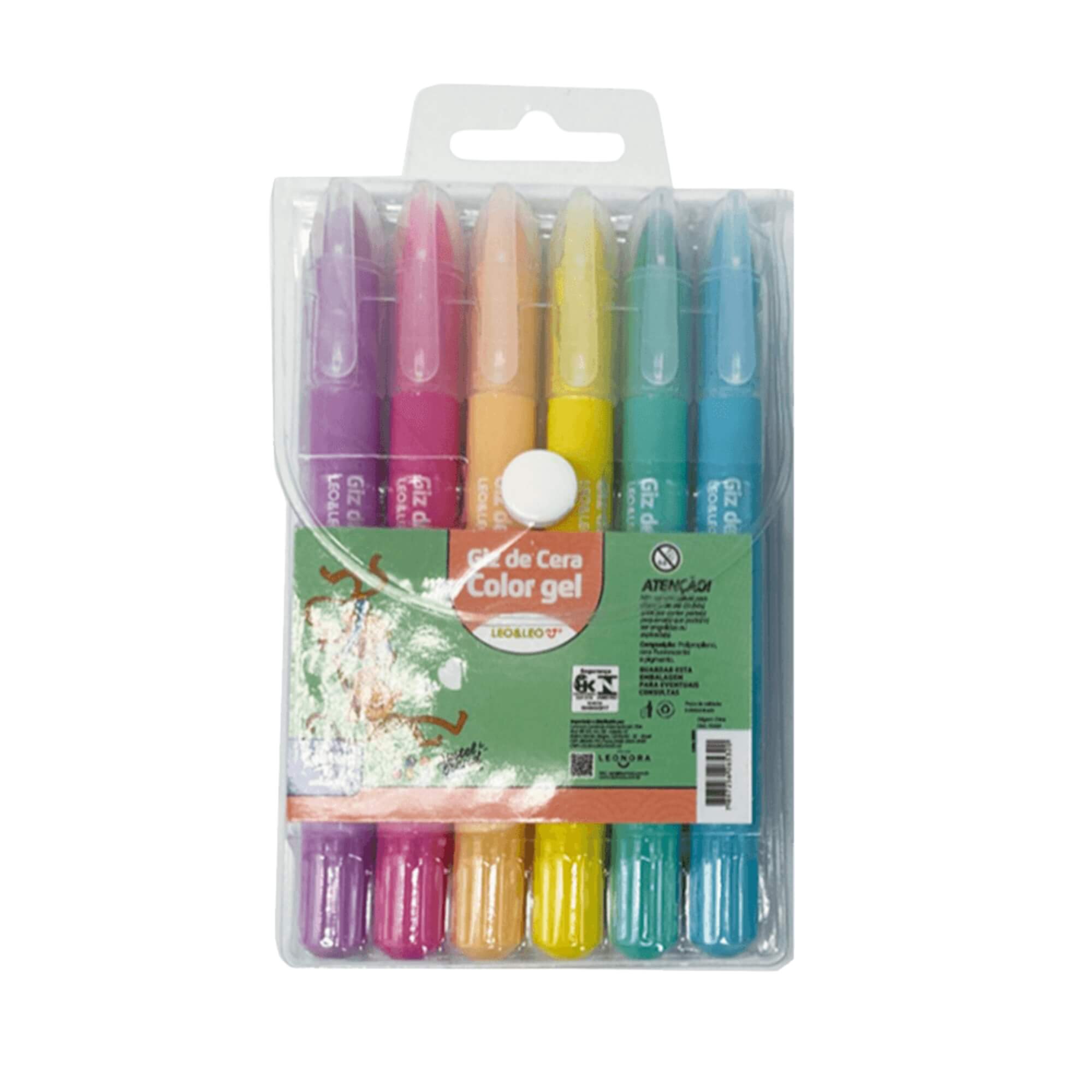 Giz de Cera Color Gel 6 Cores Und Leo&Leo Leonora - 72320