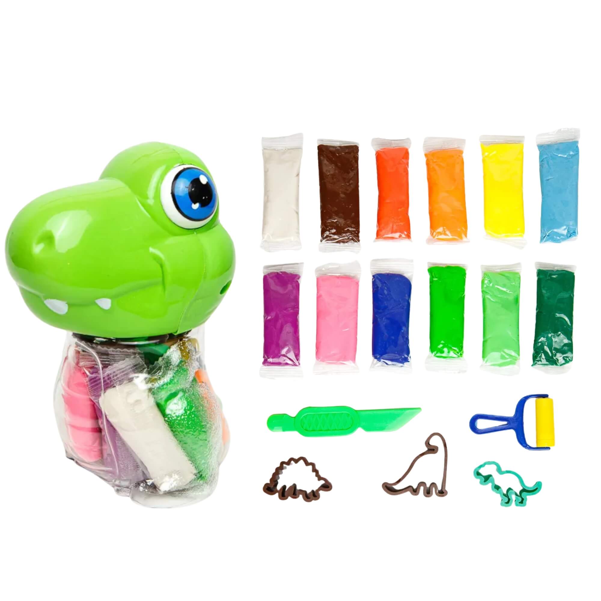 Kit Massa de Modelar Dino - 12 Cores + 5 Moldes Leo&Leo Leonora - 72538