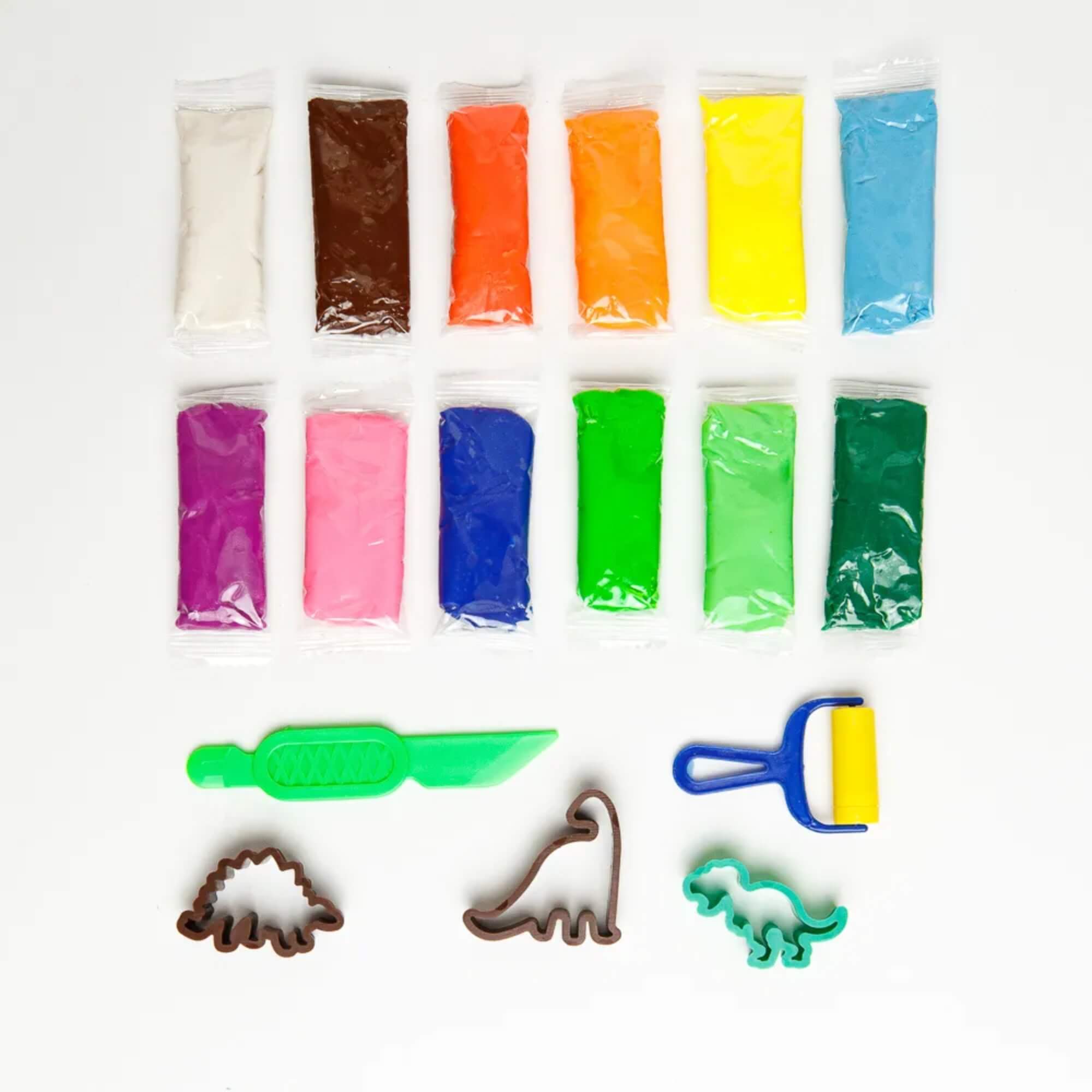 Kit Massa de Modelar Dino - 12 Cores + 5 Moldes Leo&Leo Leonora - 72538
