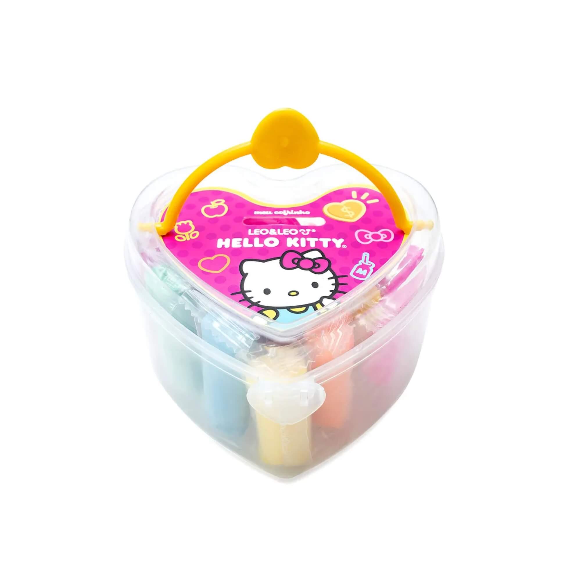 Massinha de Modelar Coração Hello Kitty 7 Cores + 5 Moldes - Display c/ 6 Kits Leonora - 72565