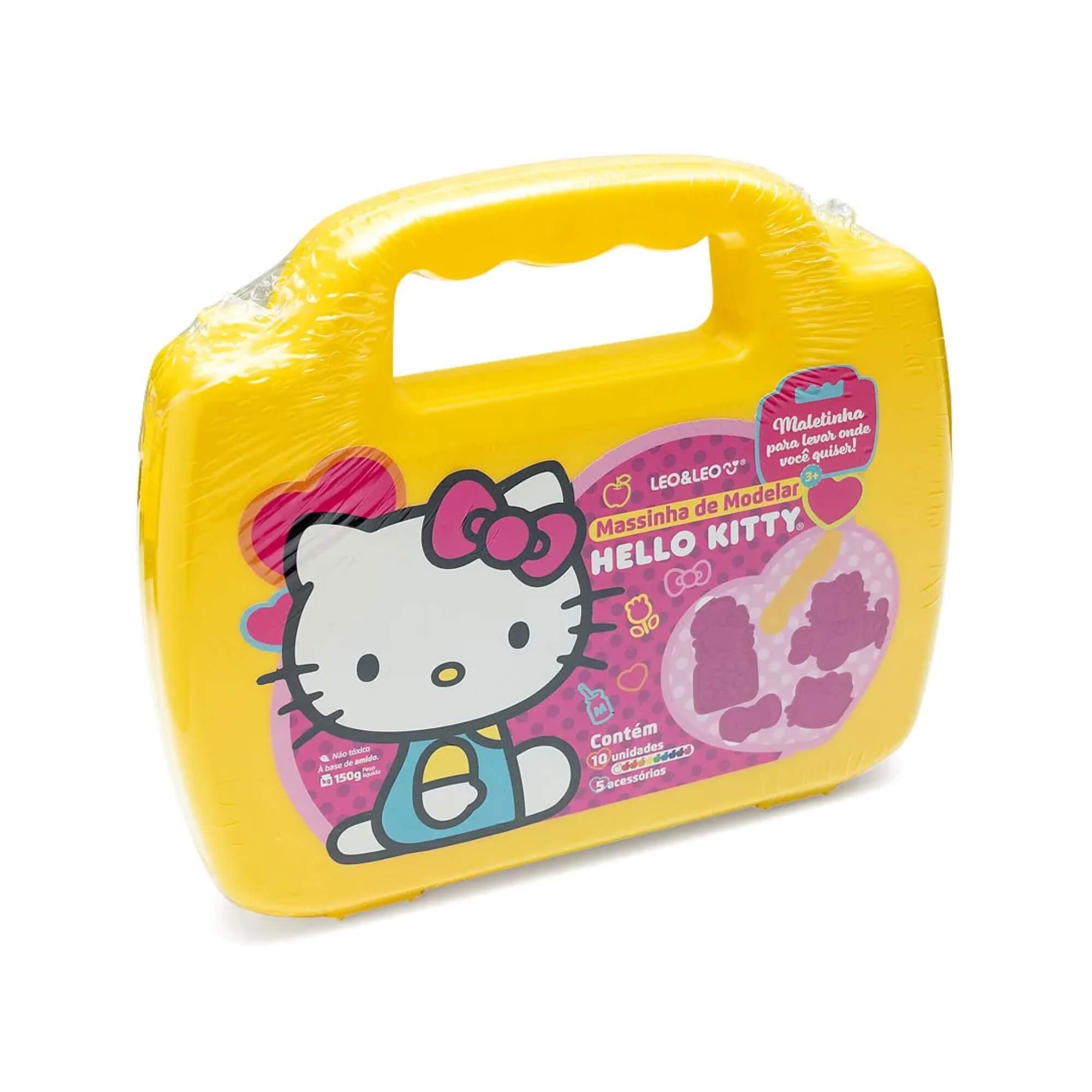 Massinha de Modelar Maleta Hello Kitty c/ 10 Cores + 5 Moldes Sortido e Unitário Leonora - 72566