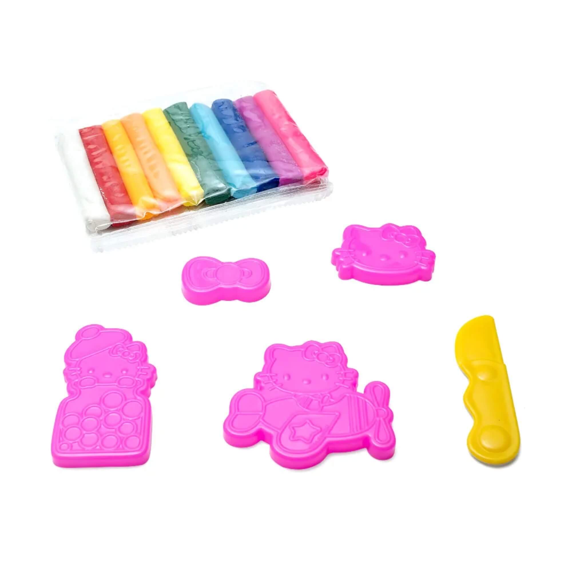Massinha de Modelar Maleta Hello Kitty c/ 10 Cores + 5 Moldes Sortido e Unitário Leonora - 72566