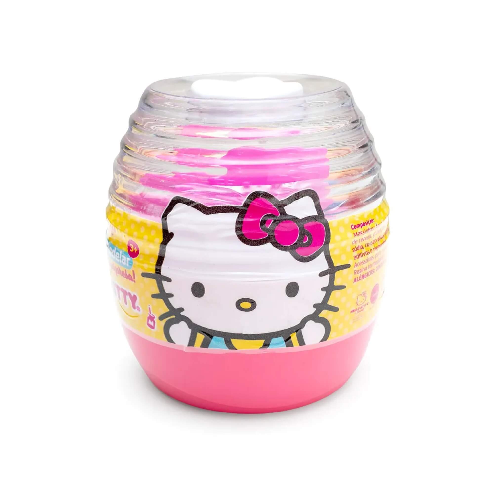 Massinha de Modelar Boneca Surpresa Hello Kitty Pote 300g 20 Cores,Moldes e Boneca Leonora - 72567