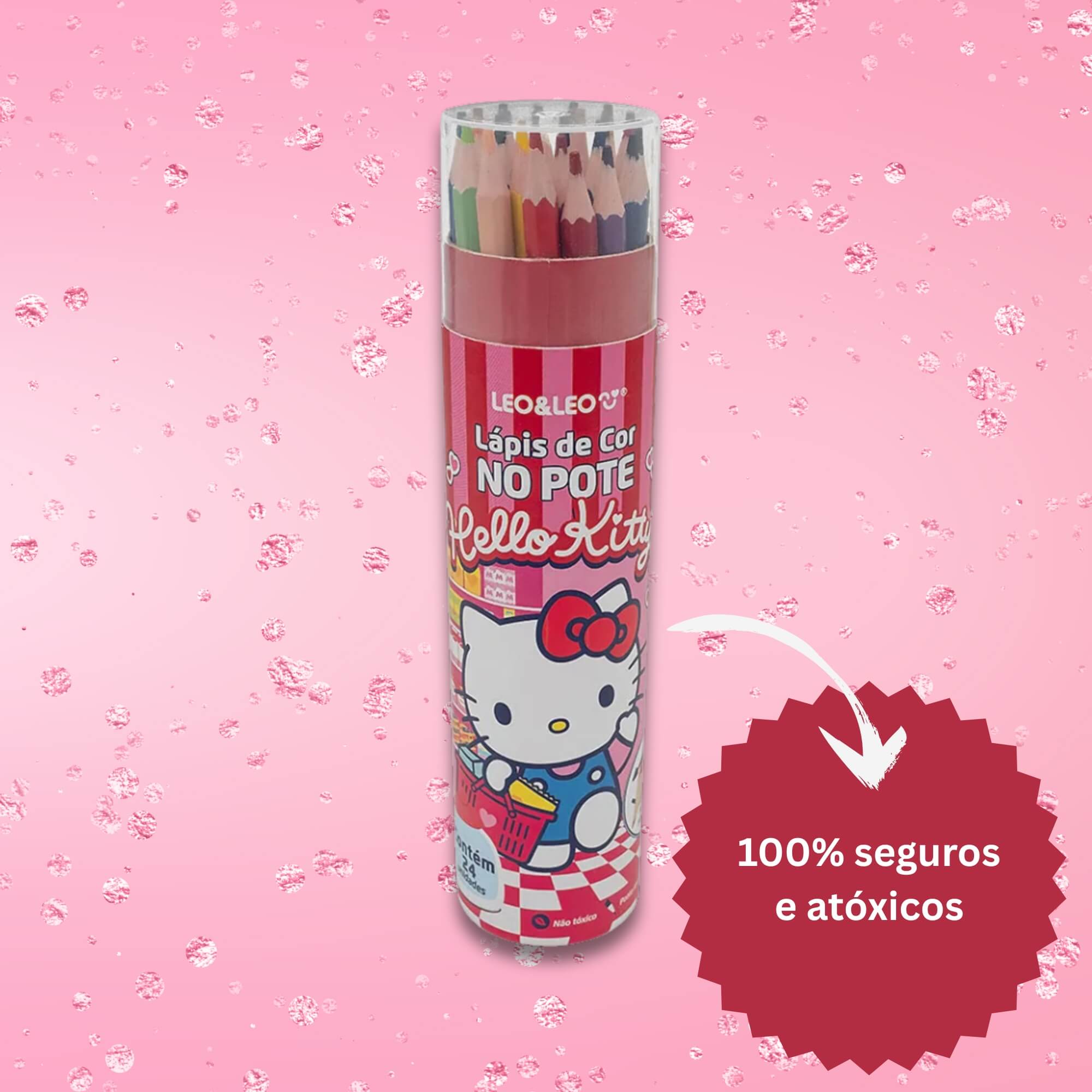 Lápis de Cor no Pote Redondo 24 Cores Hello Kitty Leo&Leo Leonora - 73119
