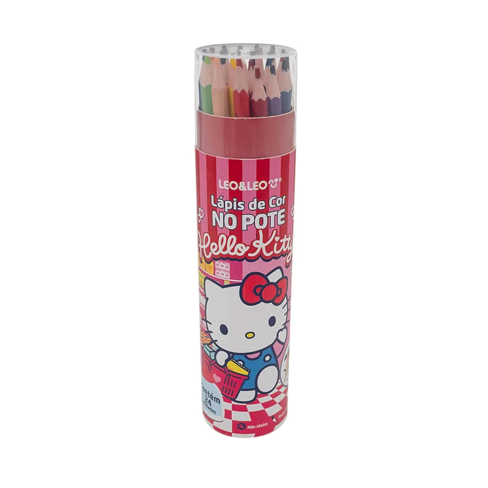 Lápis de Cor no Pote Redondo 24 Cores Hello Kitty Leo&Leo Leonora - 73119