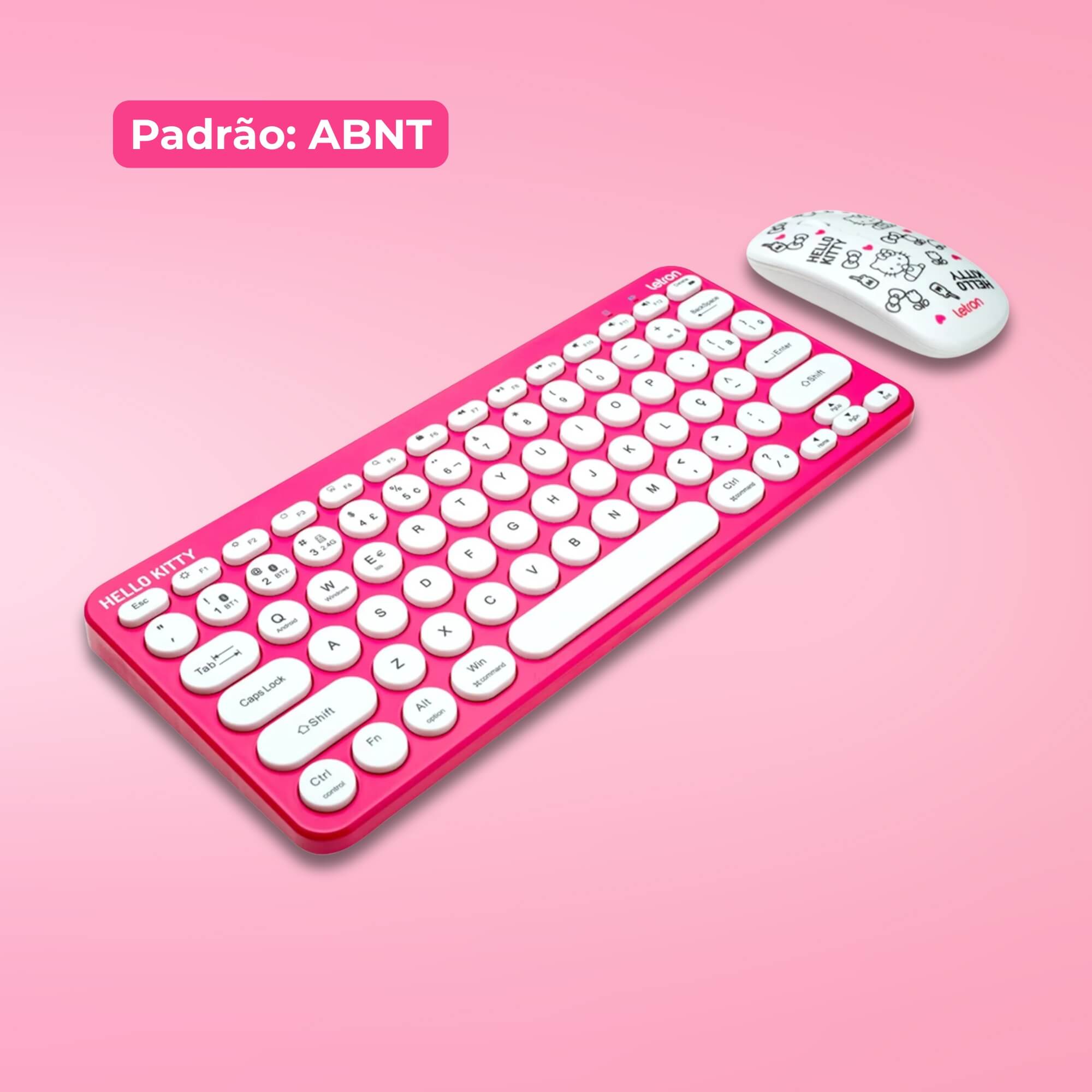 Kit Teclado e Mouse Wireless e Bluetooth Hello Kitty Letron Leo&Leo Leonora - 74691